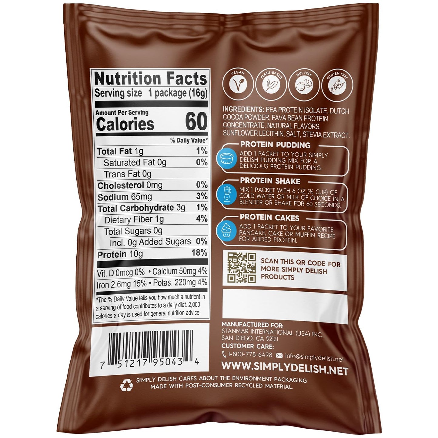 Simply Delish Chocolate Protein Powder, Pack of 6
