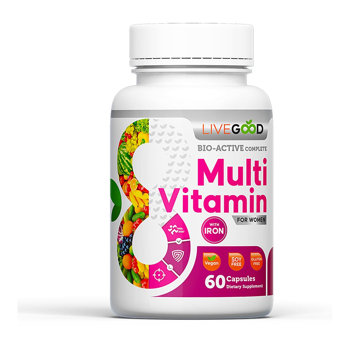 LIVEGOOD Bio-Active Complete Multivitamin for Women with Iron 60 Capsules