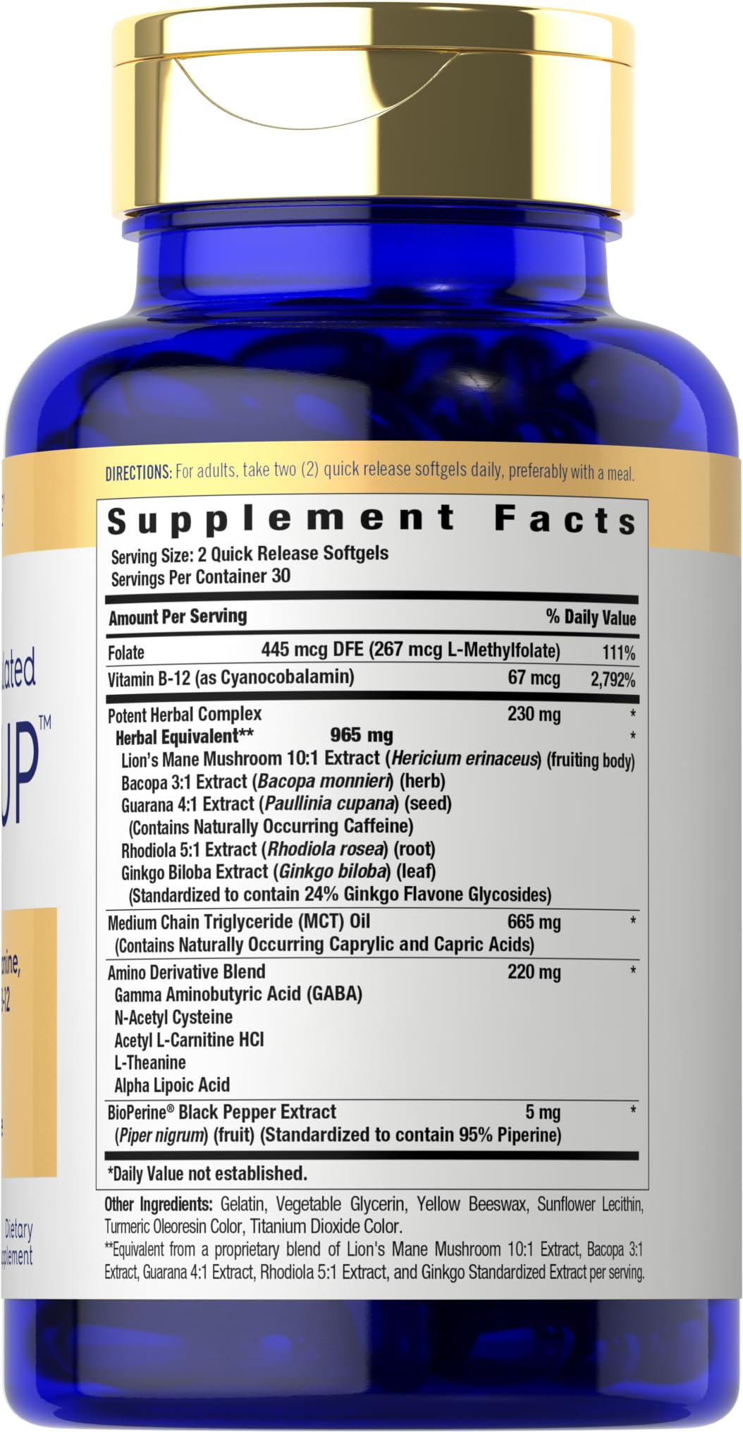 Carlyle Brain Nootropic Supplement Softgels 60 Count