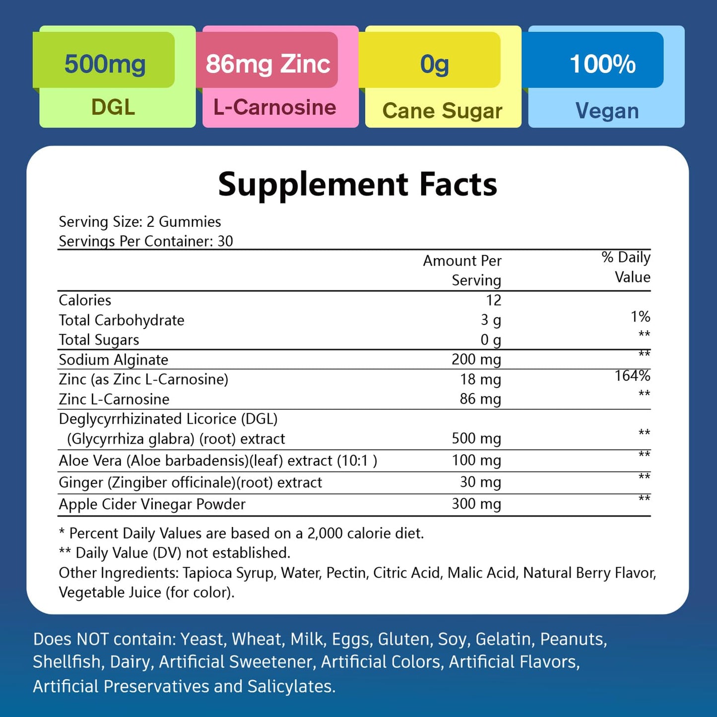 IIEltruiom DGL with Zinc Carnosine & Aloe Vera for Digestive Support, Vegan Gummies, 60 count