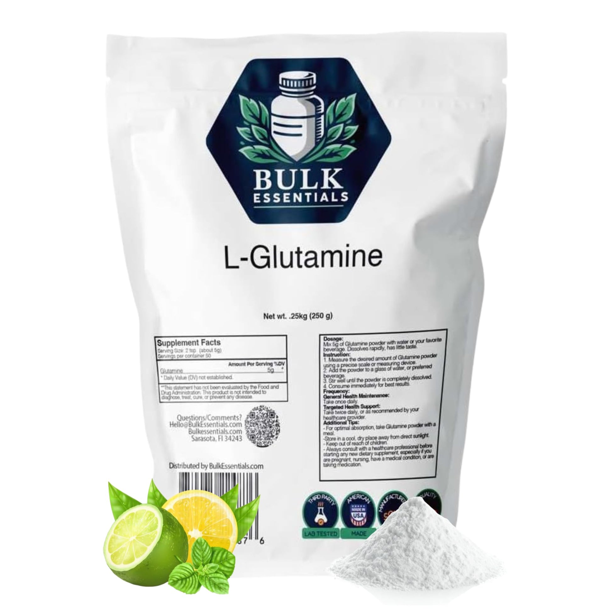 Bulk Essentials L-Glutamine Powder Supplement 8.81 Ounce