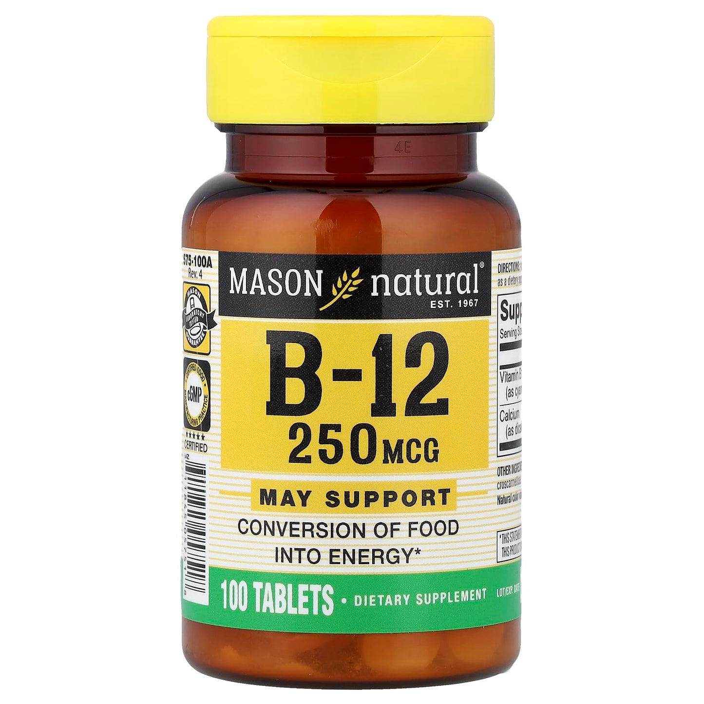 Mason Natural Vitamin B-12 250 mcg Tablets, 1 Tablet