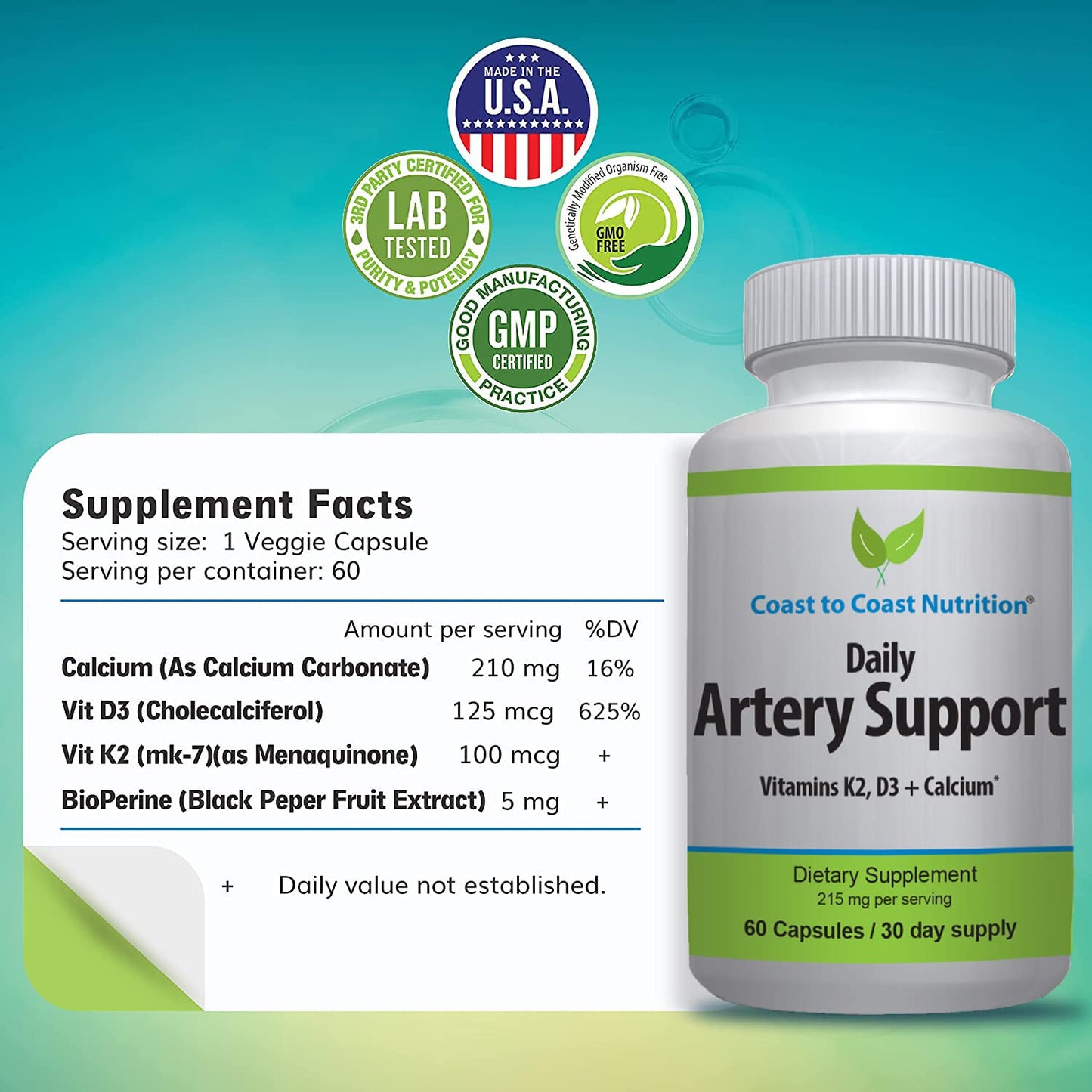 Coast to Coast Nutrition Artery Support Capsules 60 Count
