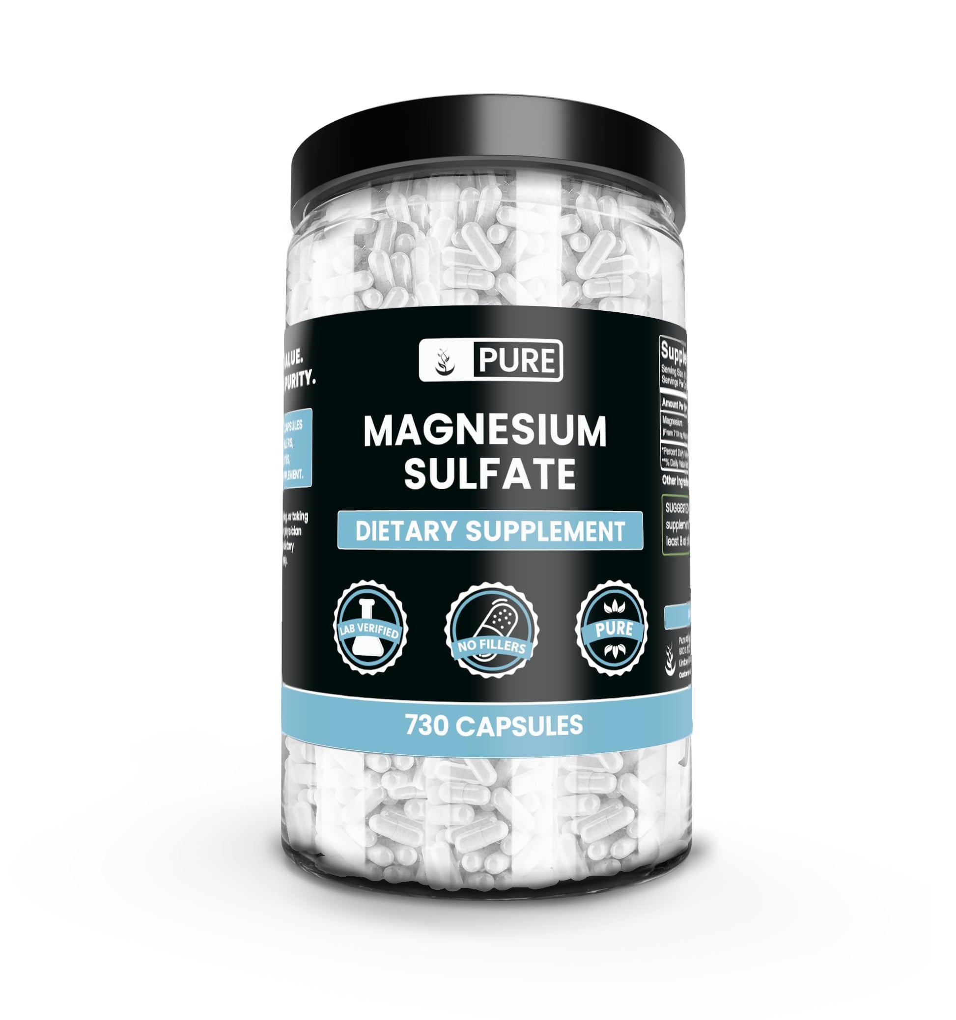 Pure Original Ingredients Magnesium Sulfate Capsules 730 Count