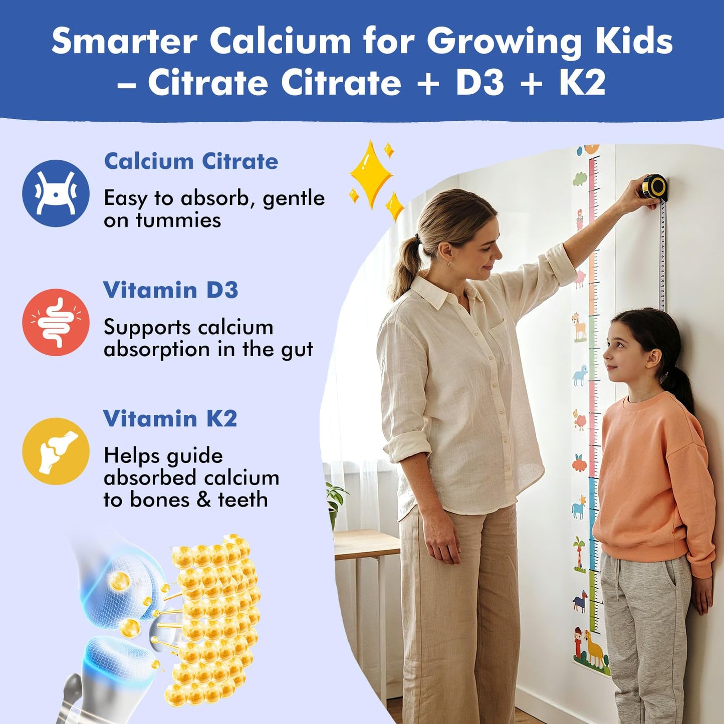 LUCNVEM Kids Calcium Citrate Gummies with Vitamin D3, Calcium Citrate 300/600 mg with Magnesium Zinc & Multivitamin, Sugar Free Strawberry, 120 ct