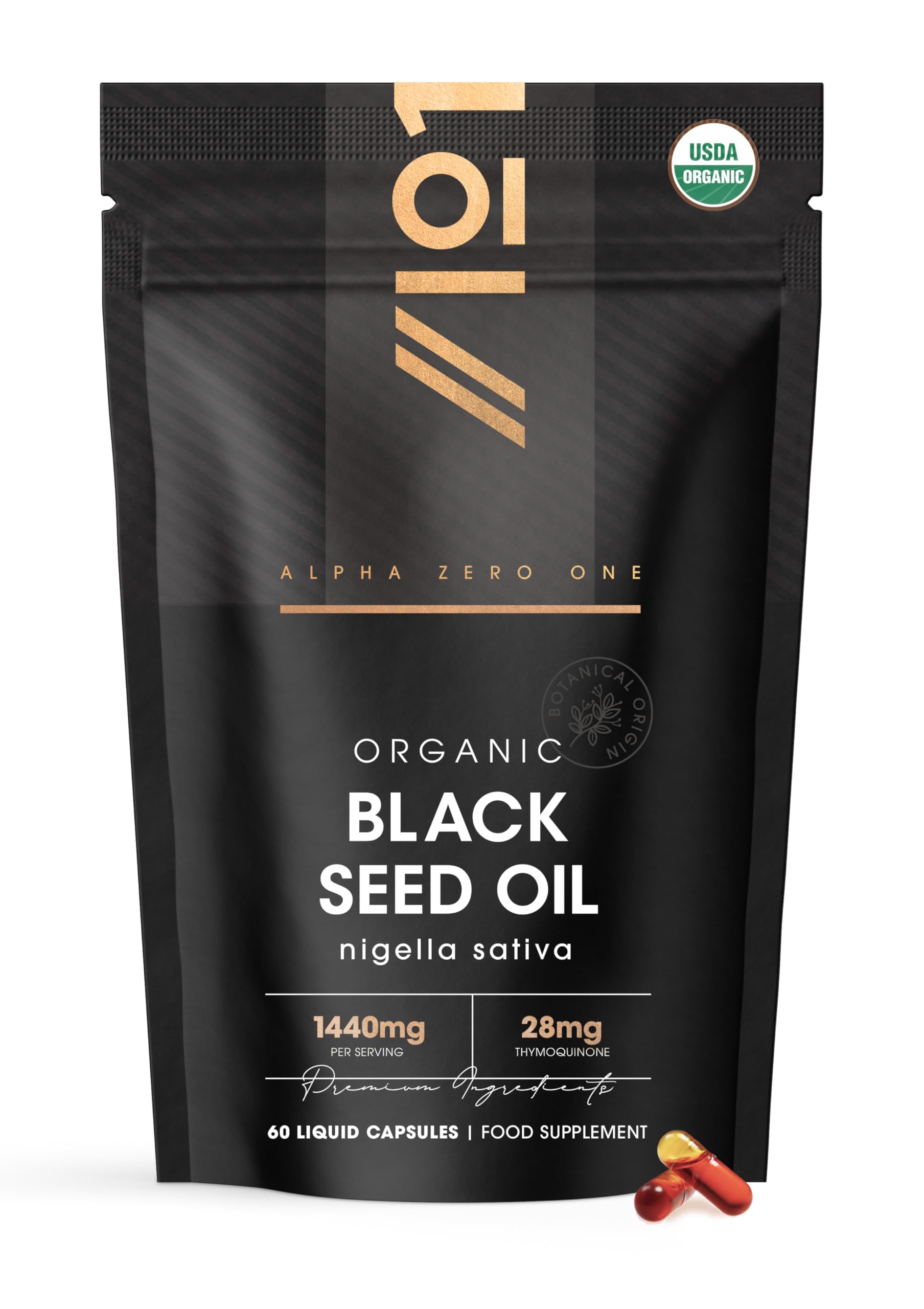 ALPHA01 Organic Black Seed Oil Capsule 1440mg – 60 Count