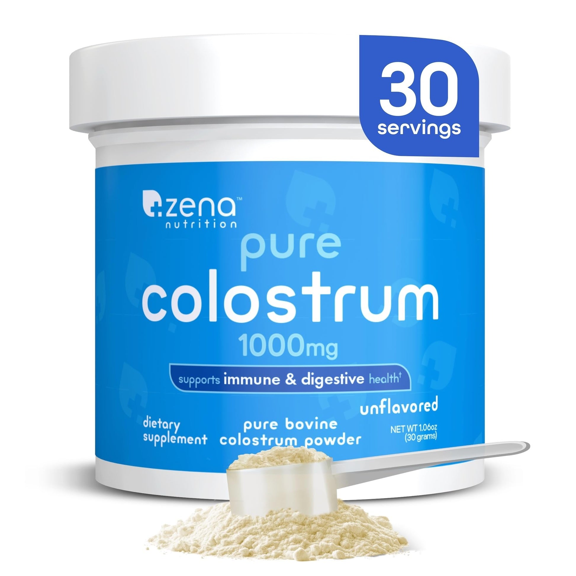 Zena Nutrition Bovine Colostrum Powder 1000mg, 30 Servings