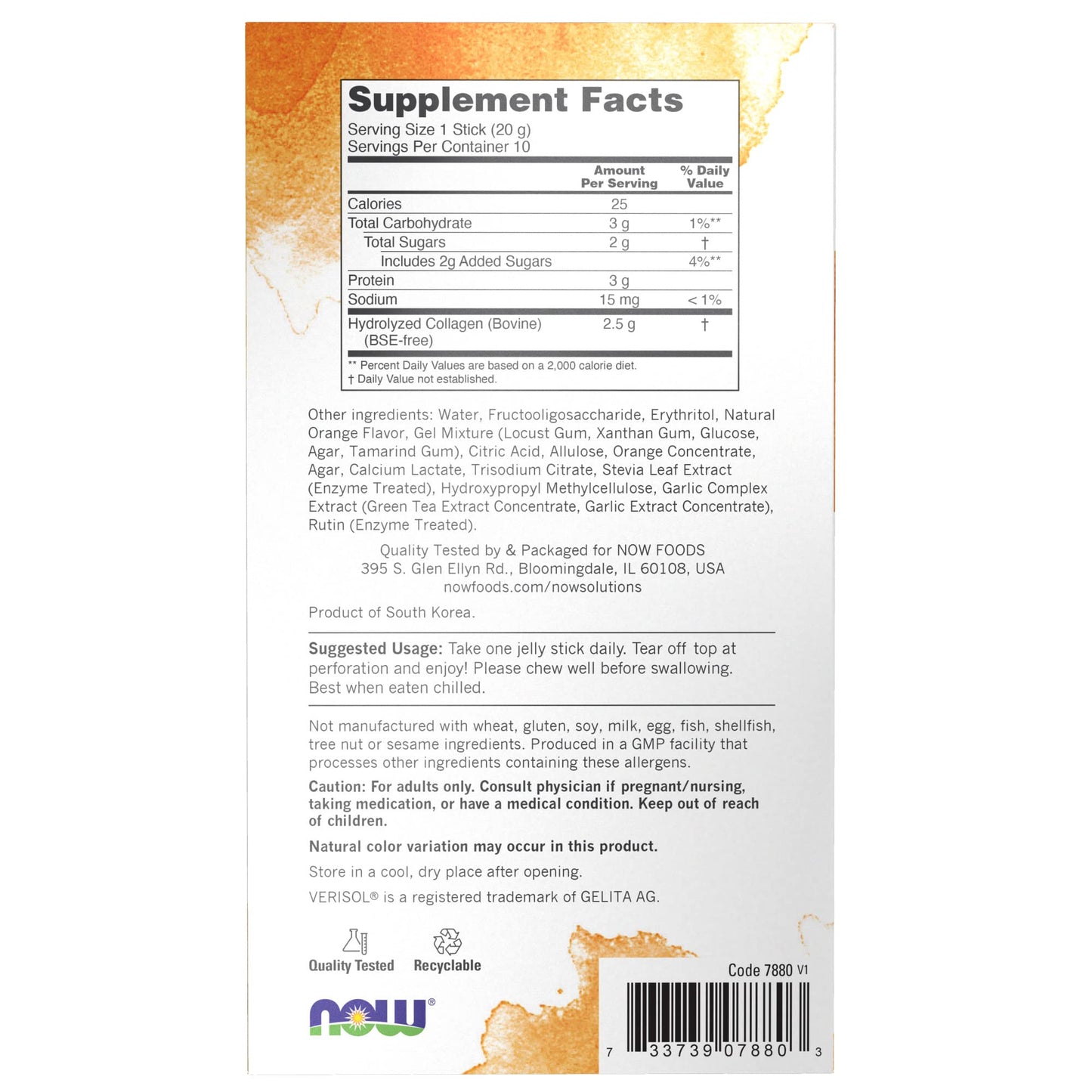 NOW Foods Collagen Jelly Beauty Complex Chewable 20 Sticks