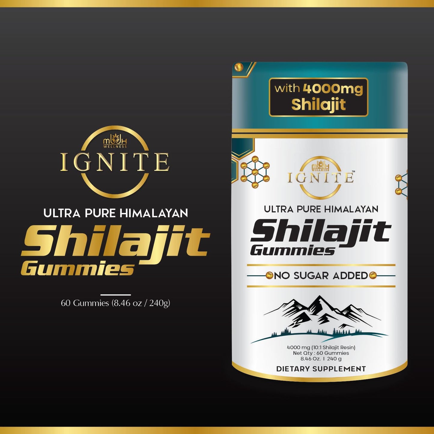 MBDH Wellness Pure Himalayan Shilajit Gummies, 60 Gummies