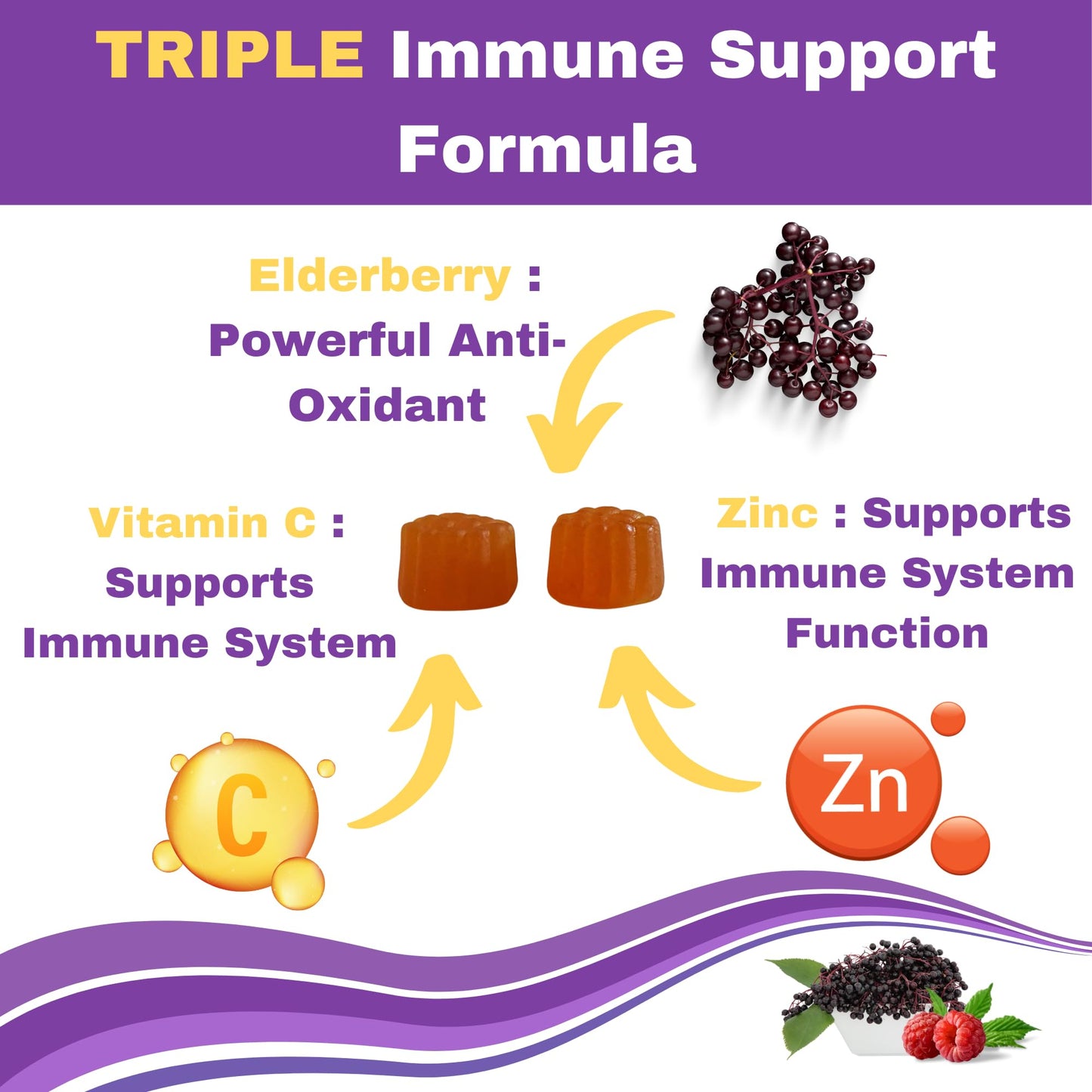 GREEN FIELD NUTRITIONS Halal Immune Support Elderberry Gummies, 60 Count
