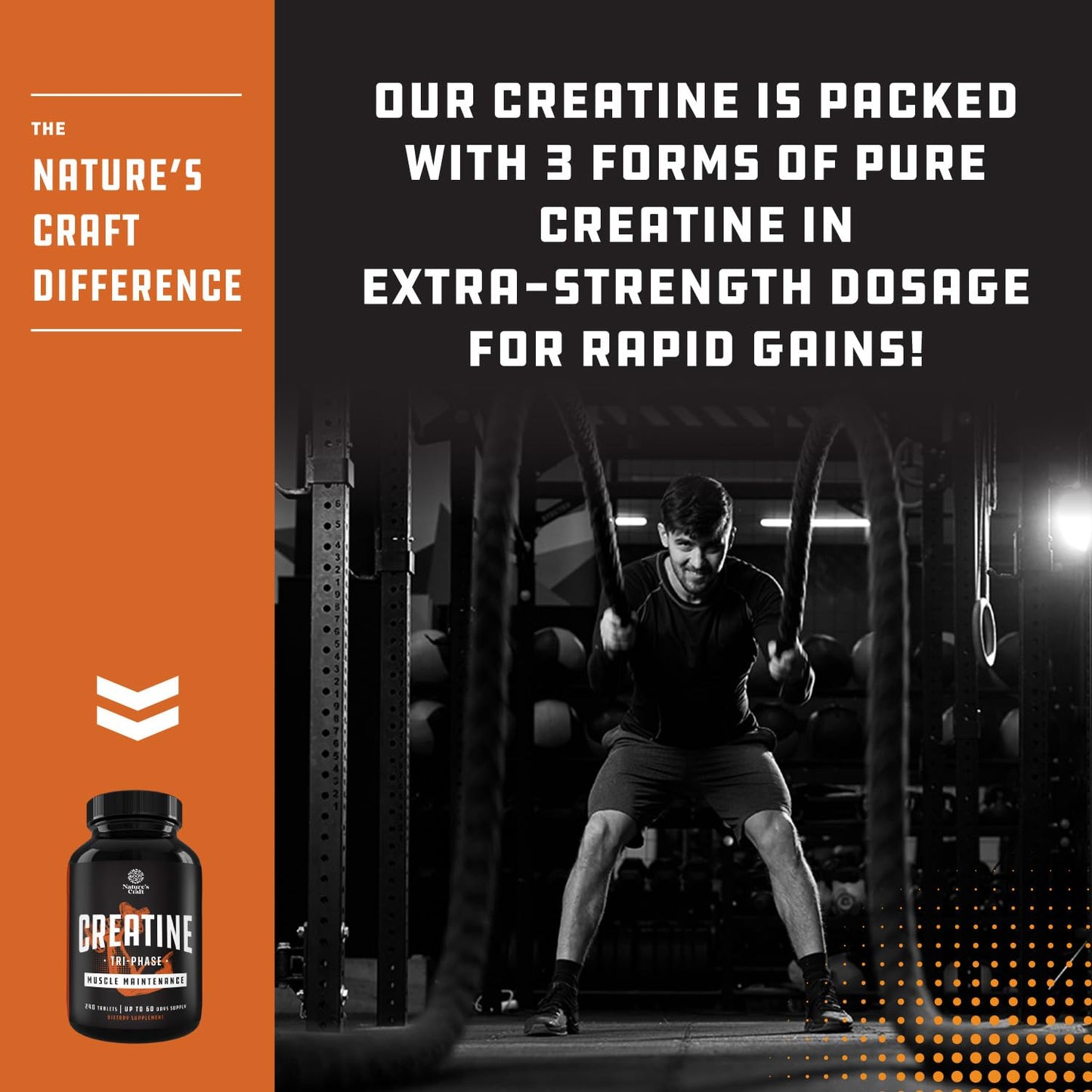 Natures Craft Creatine Pills 5g - Creatine Monohydrate, Creatine HCL & Pyruvate, 240 Tablets