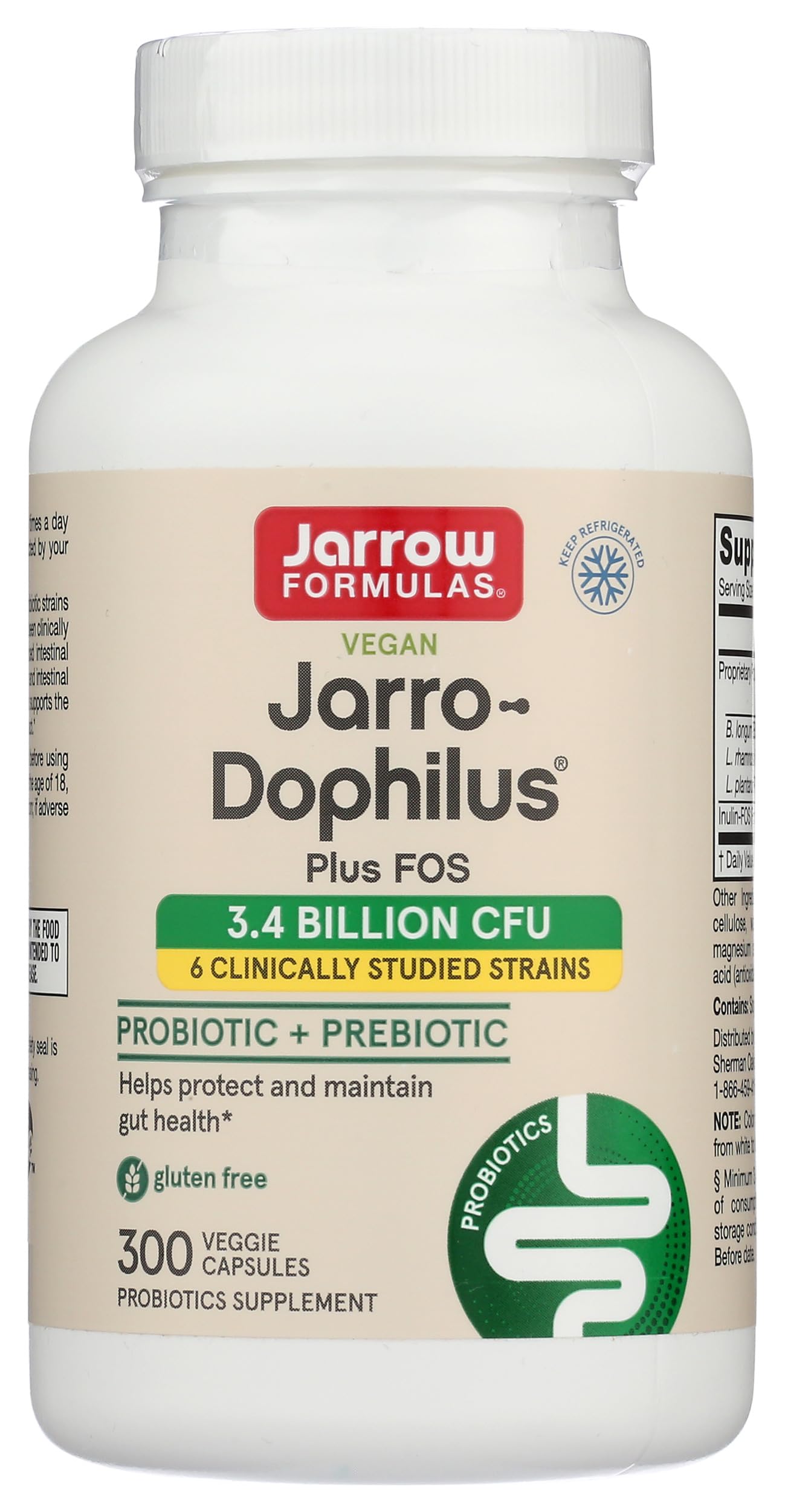 Jarrow Formulas Dophilus Plus FOS Capsules 300 Count