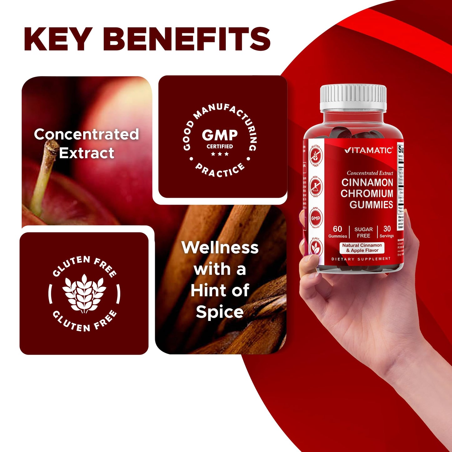 Vitamatic Cinnamon Chromium Gummies 60 Count