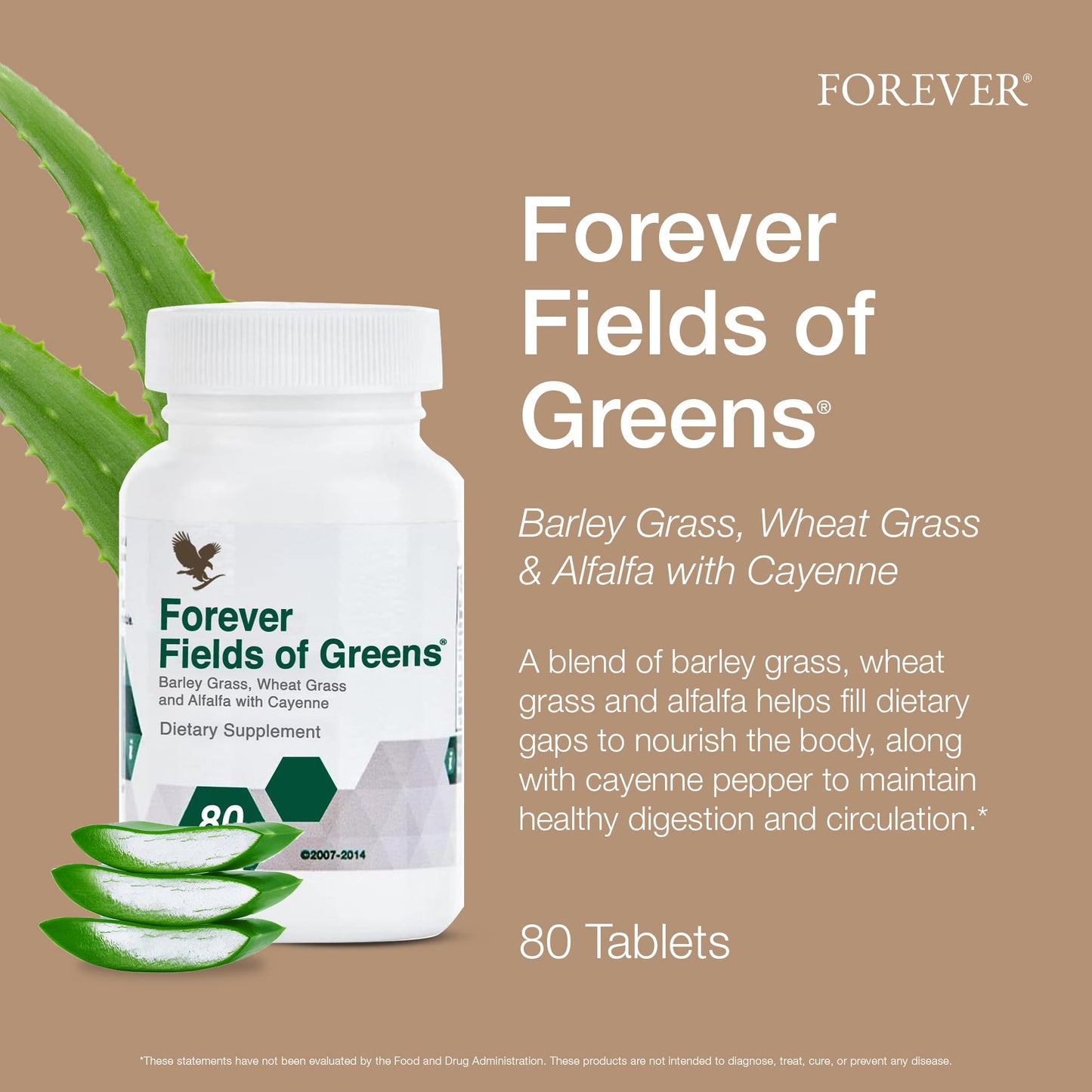 Forever Living Products Fields of Greens Tablets, 80 Count