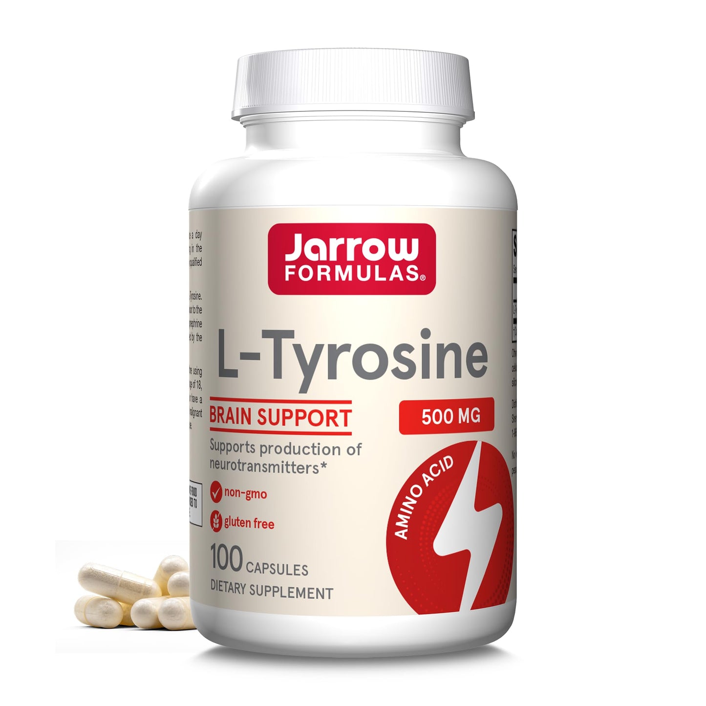Jarrow Formulas L-Tyrosine 500 mg Capsule, 100 Capsules