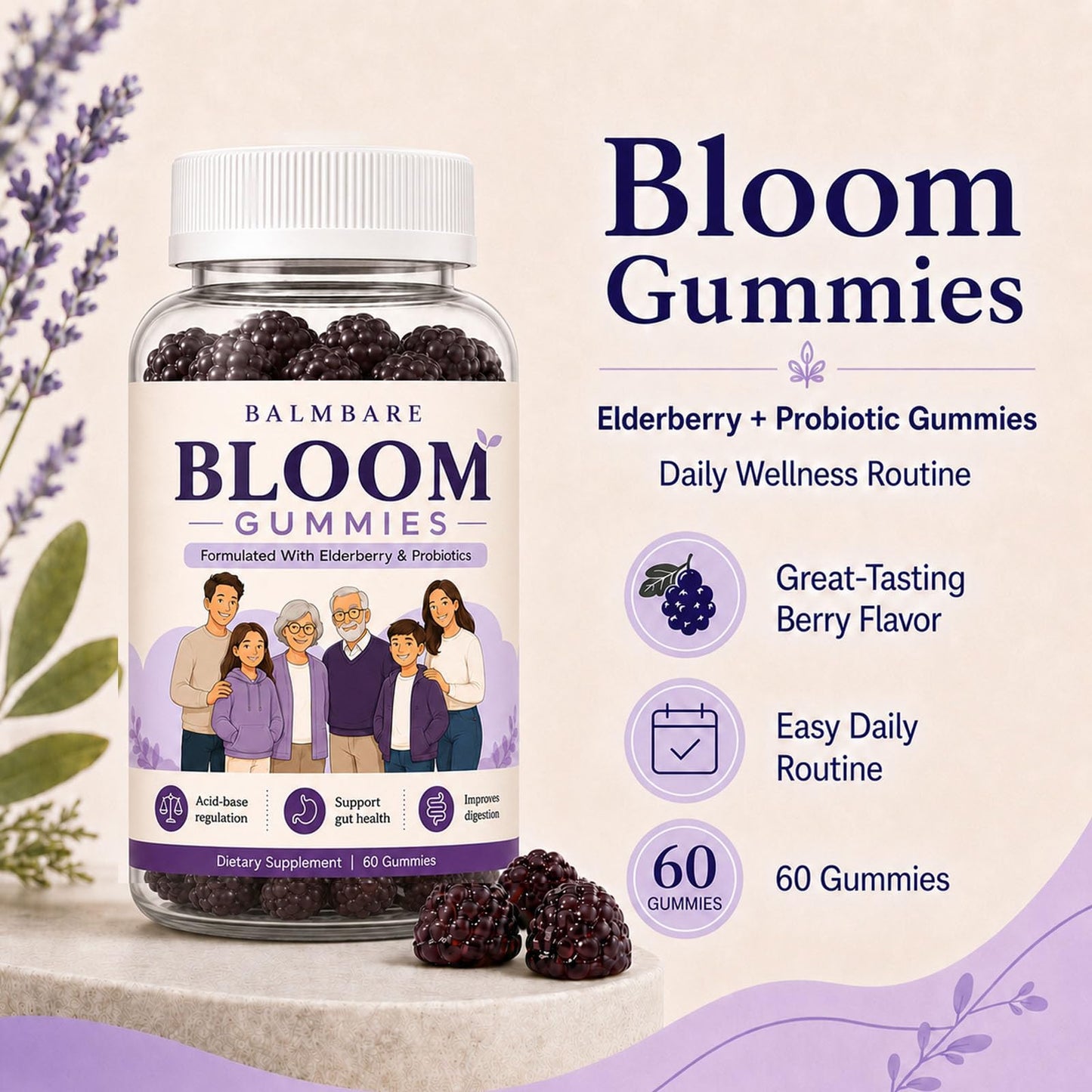 Boaccy Balmbare Bloom Gummies 60 Count