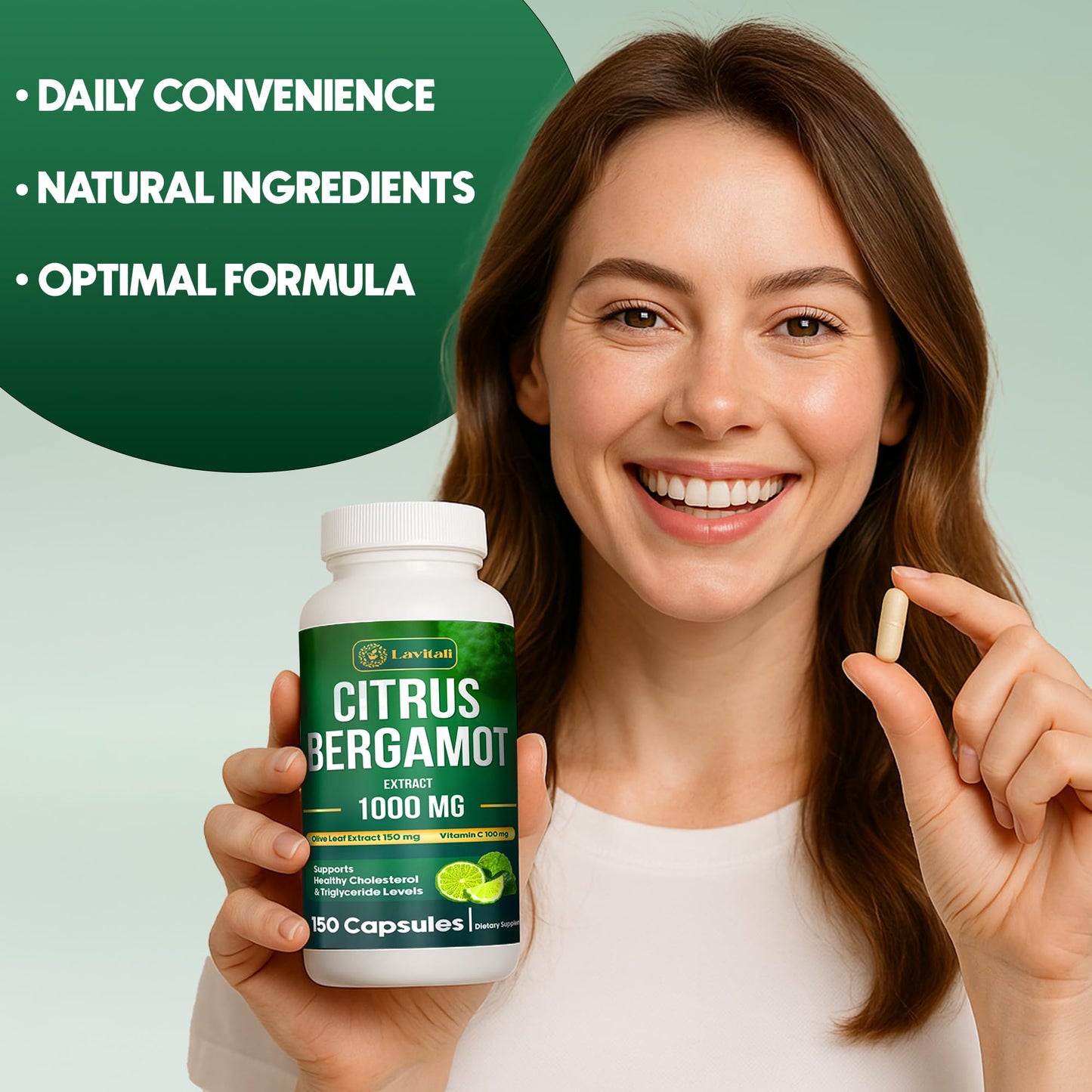 LaVitali Citrus Bergamot Extract Capsules, 25x Concentrated, 1000mg, 150 Count