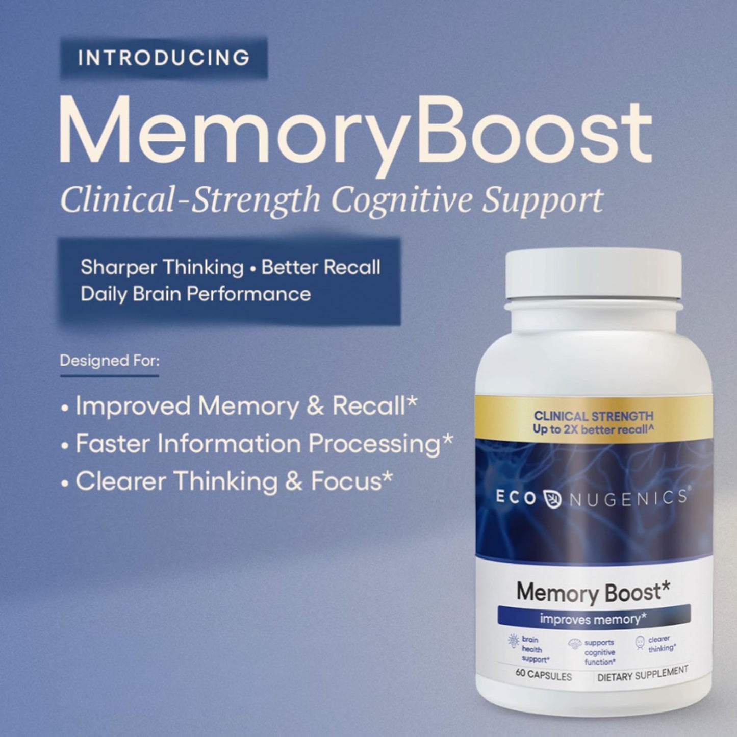 EcoNugenics Memory Boost Supplement Capsules 60 Count