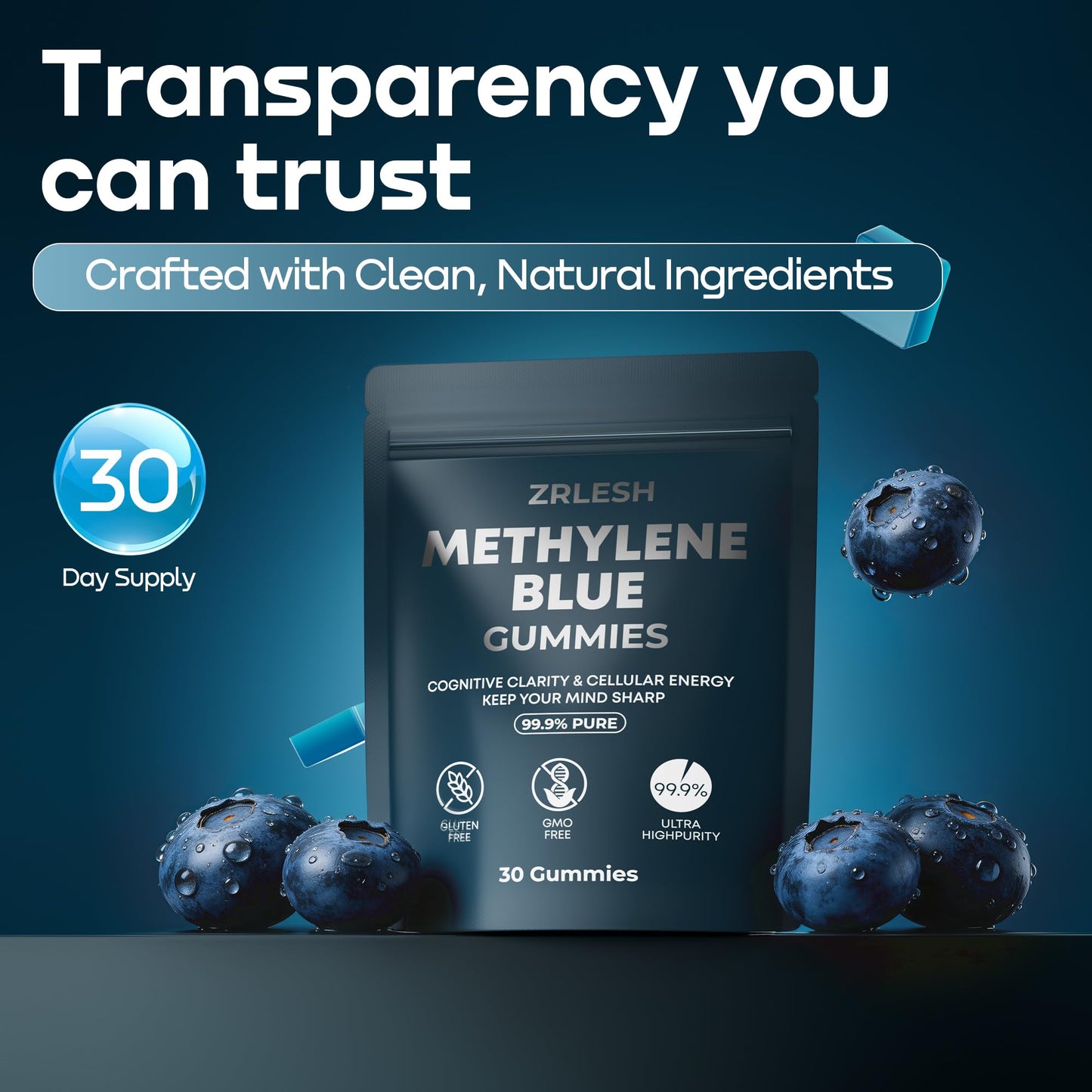 ZRLESH Methylene Blue Gummies, 7 mg per gummy, 30 Gummies