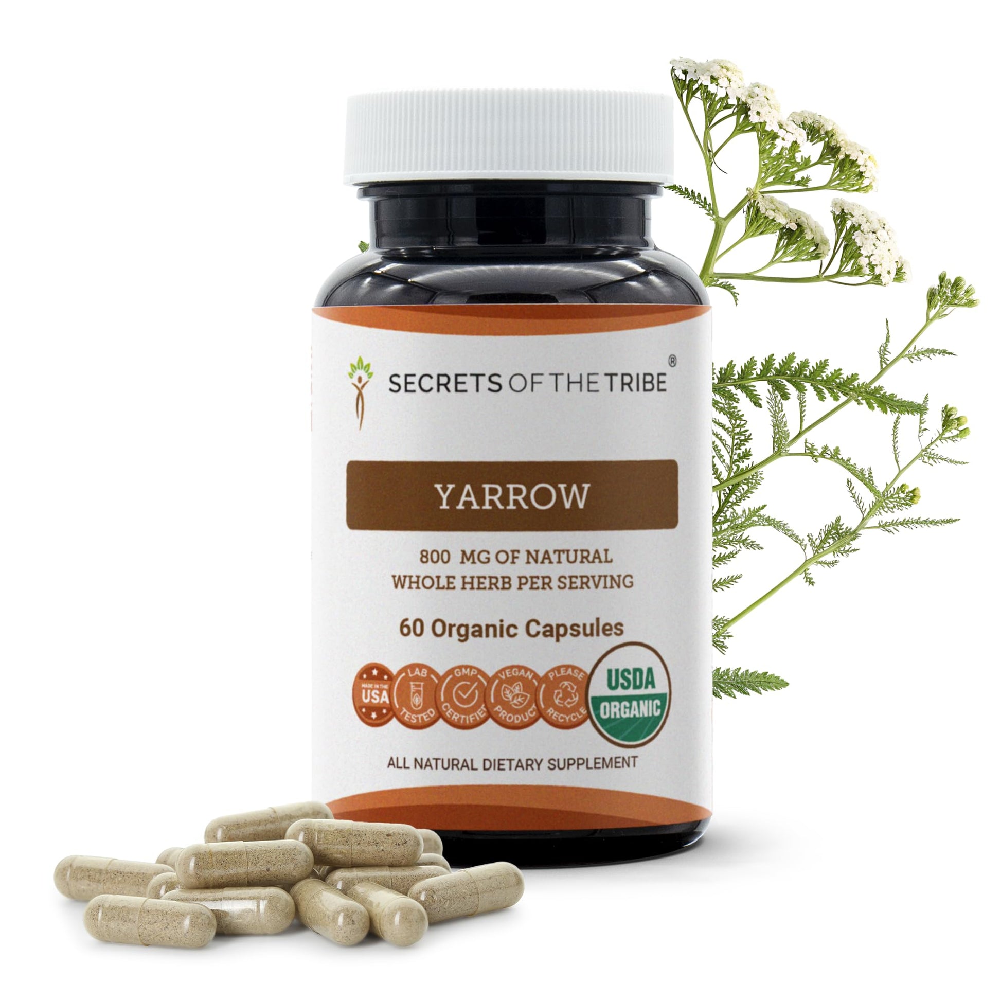 Secrets of the Tribe Yarrow USDA Organic Capsules 60 Count