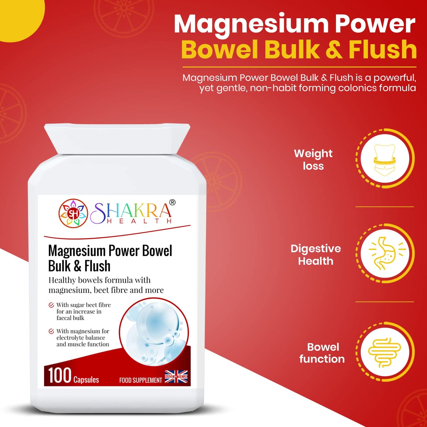 SH SHAKRA HEALTH Magnesium Power Bulk & Flush Capsule, 1 Count