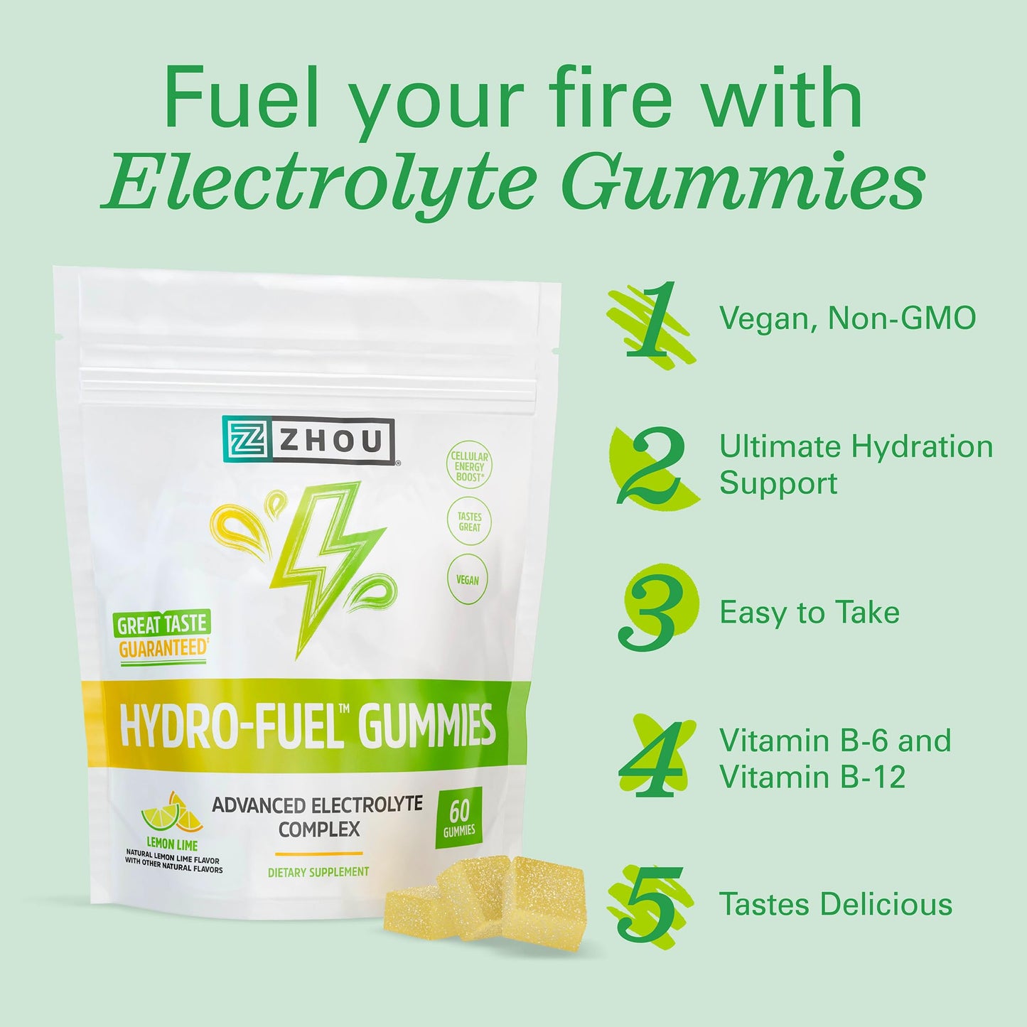 Zhou Hydro-Fuel Gummies Gummy, 60 Count