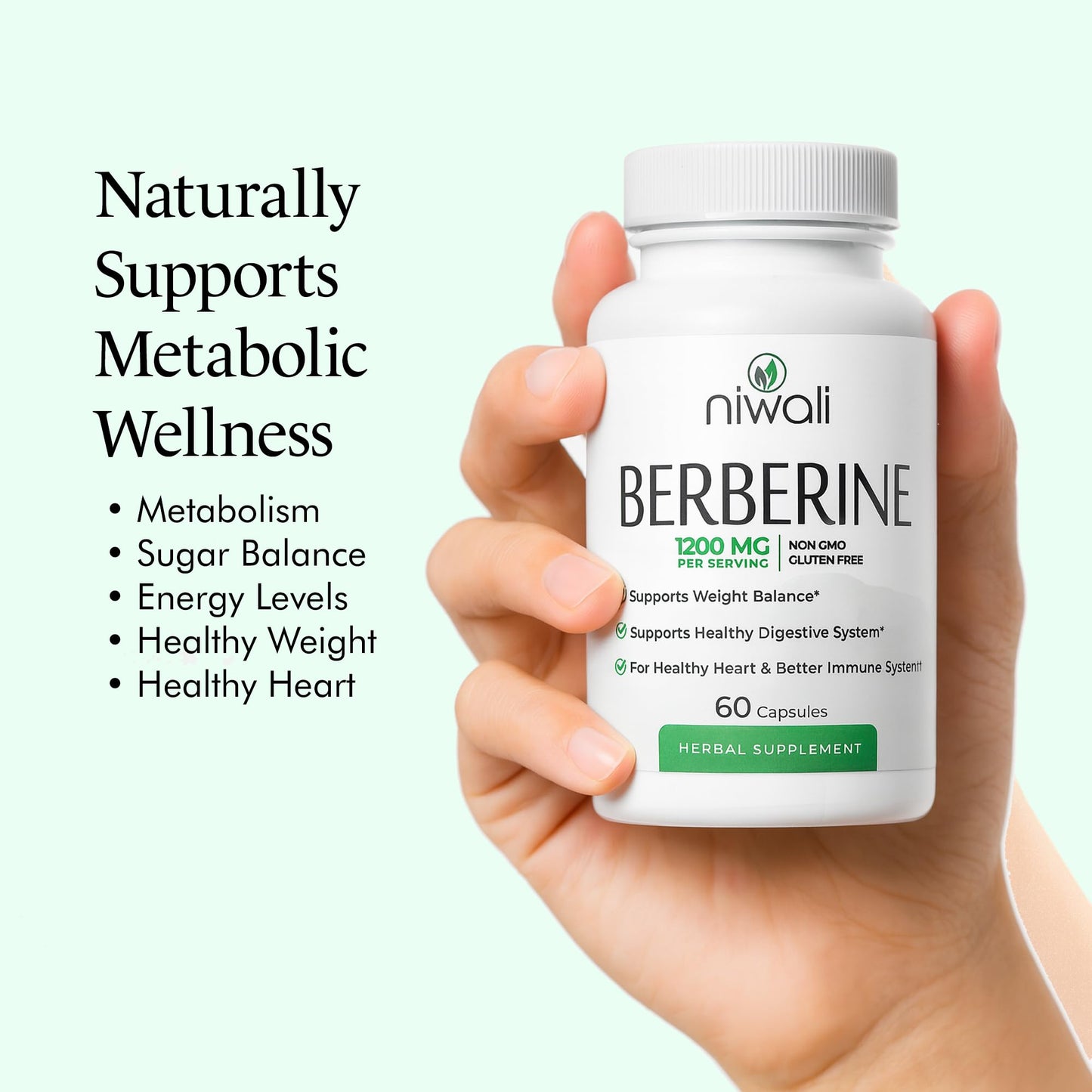 NIWALI Berberine Supplement Capsule 60 Count