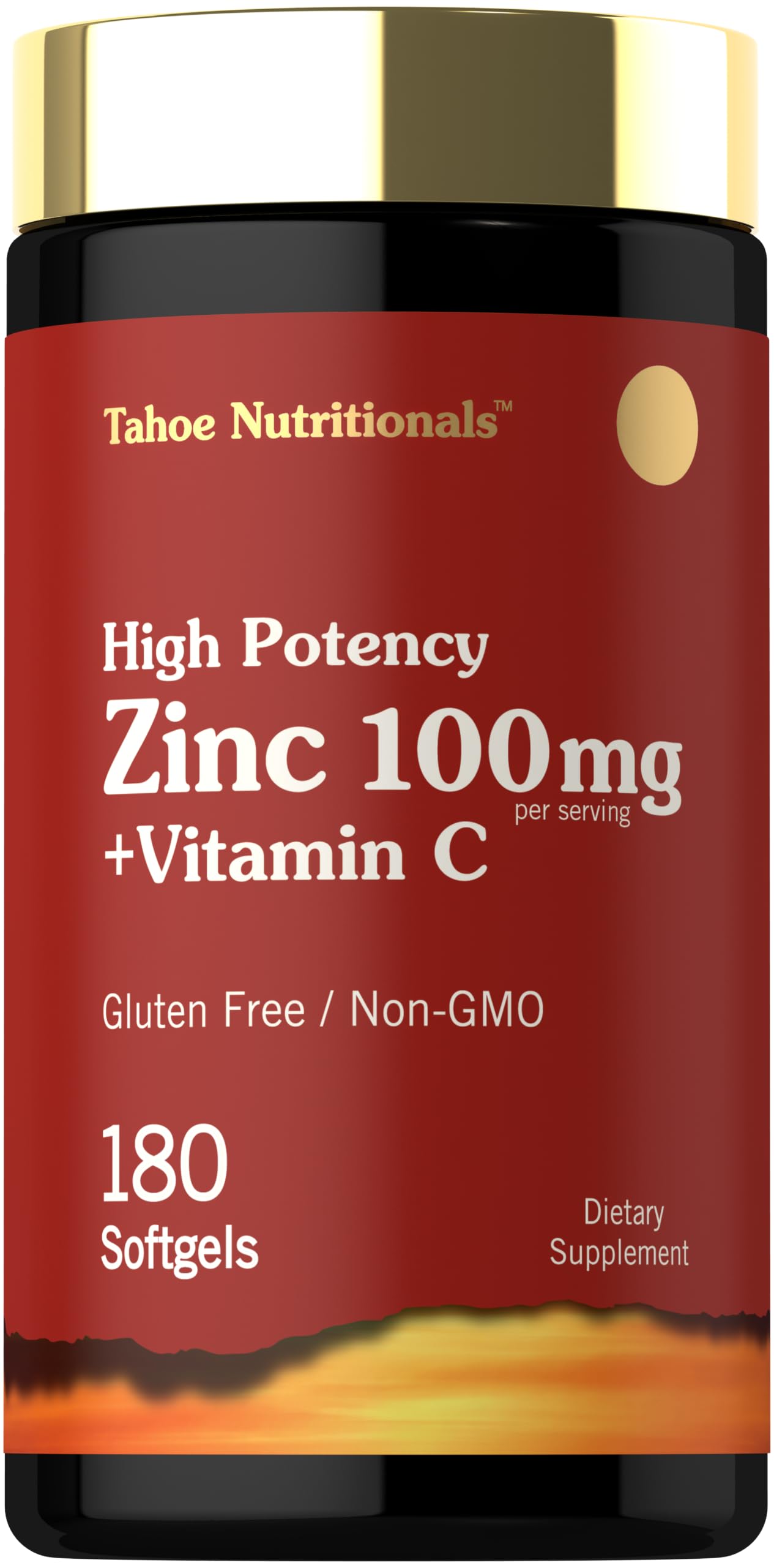 Carlyle Zinc Supplement 100mg with Vitamin C Softgels, 180 Count