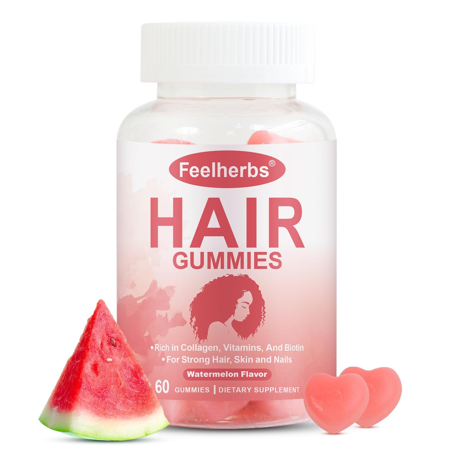 Feelherbs Hair Growth Gummies for Women, Hair, Skin & Nails, 60 Gummies