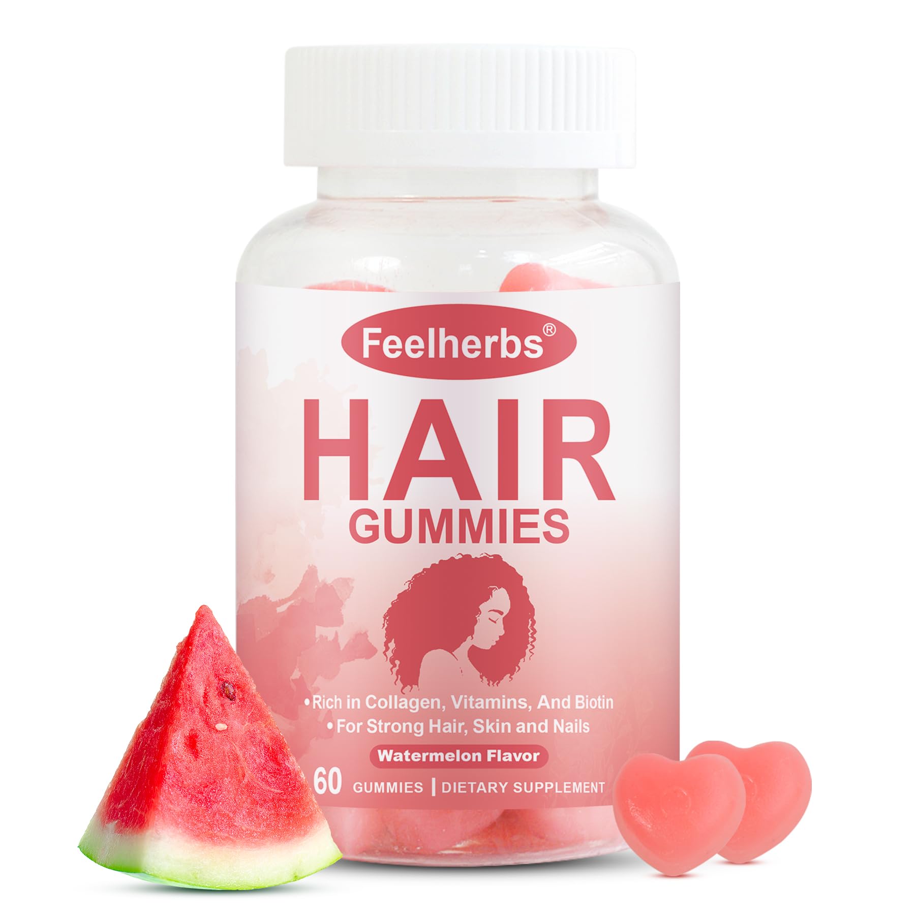 Feelherbs Hair Growth Gummies for Women, Hair, Skin & Nails, 60 Gummies