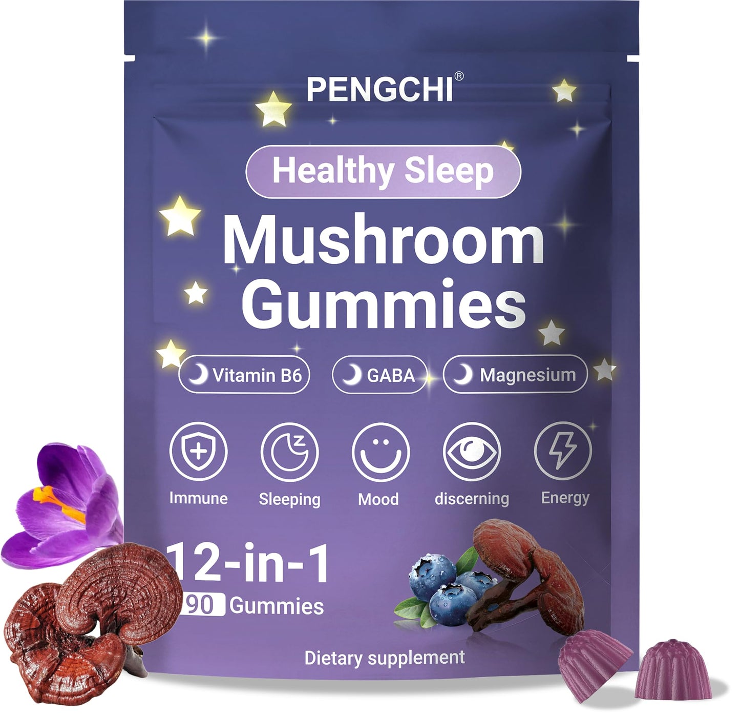 PENGCHI Mushroom Sleep Gummies, 90 Count