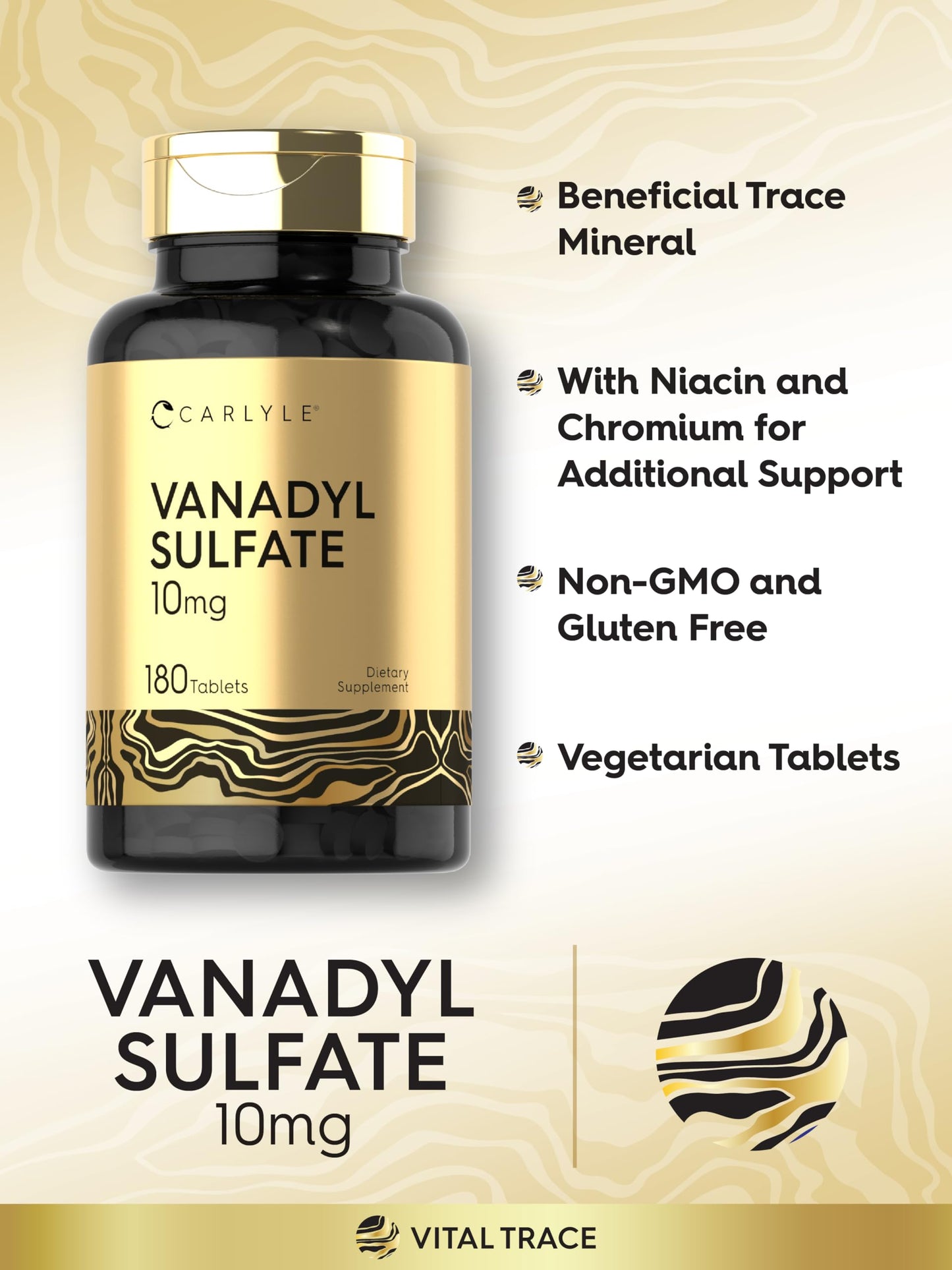 Carlyle Vanadyl Sulfate 10mg Tablets, 180 Count