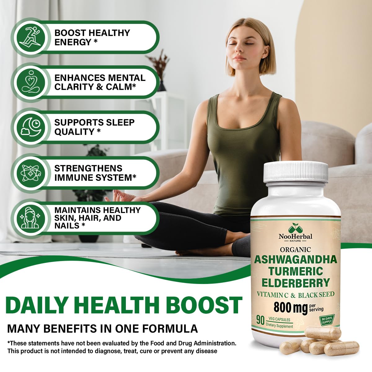 NooHerbal Nature Ashwagandha 800mg Capsule, 90 Capsules