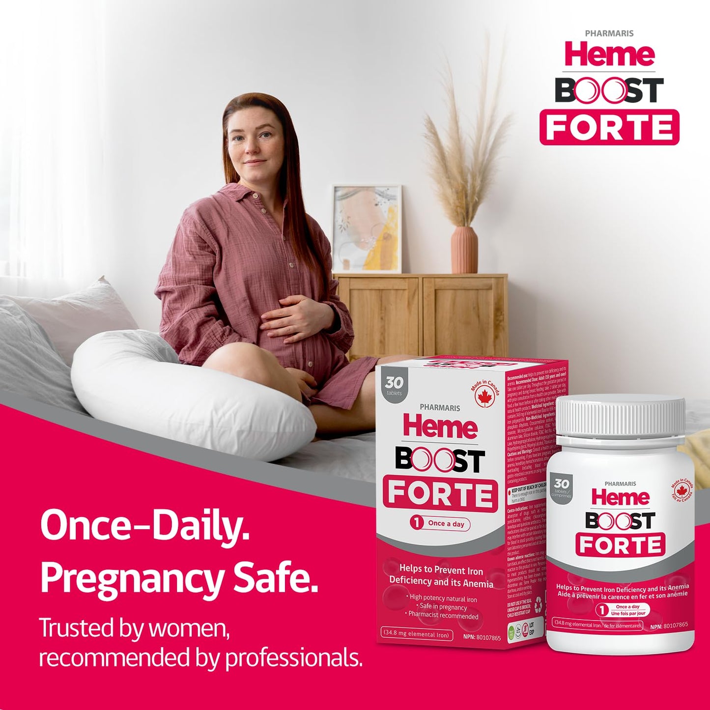HEME BOOST Hemeboost Forte 34.8 mg (696 mg Heme Iron Pills) High Potency Iron Supplement, 30 Tablets