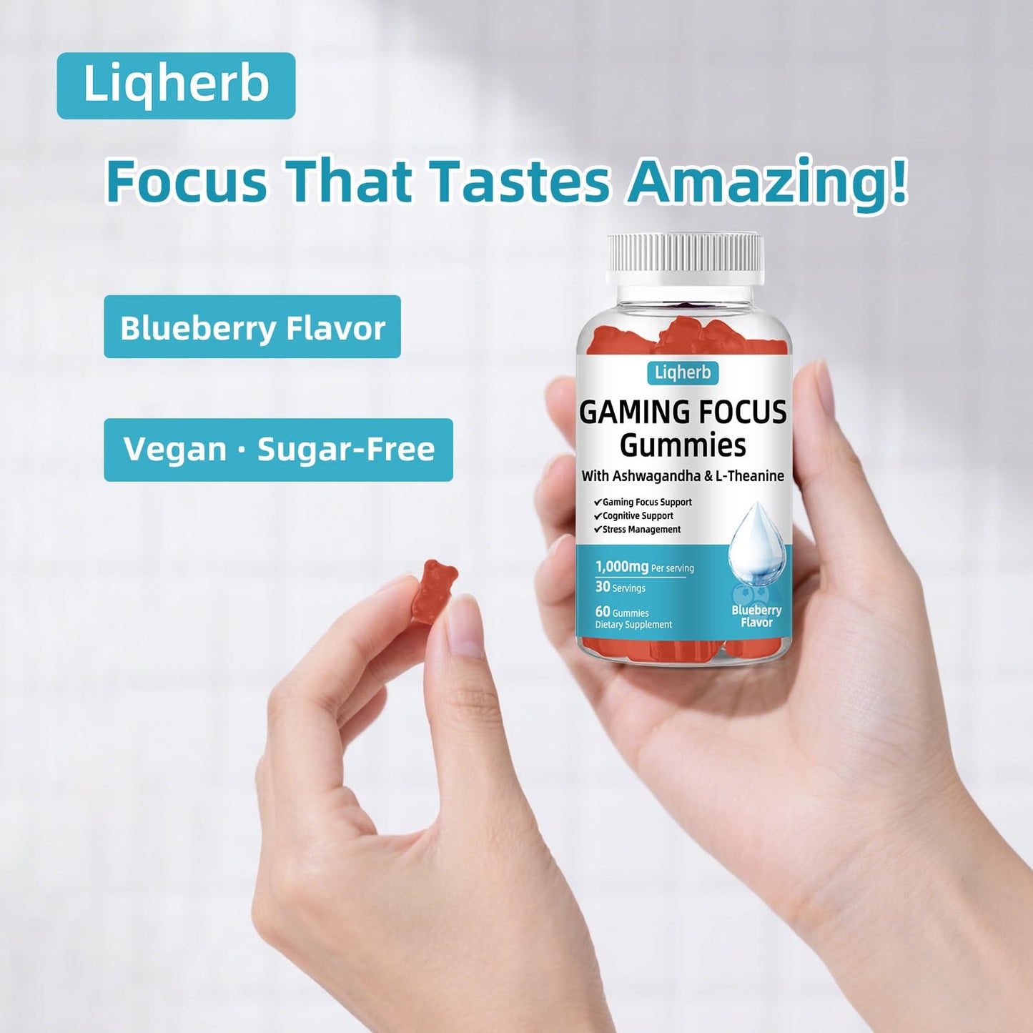 Liqherb Focus Gummy for Gaming, 60 Gummies