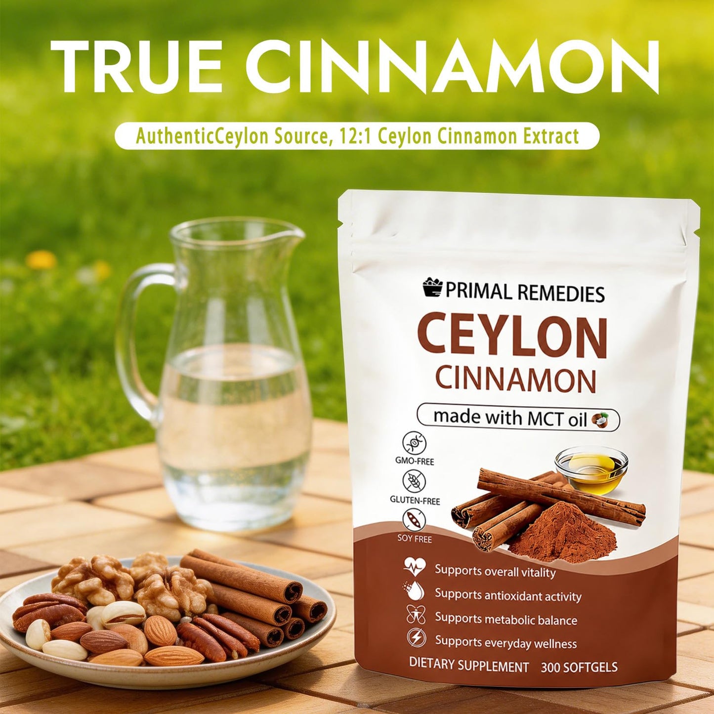 Adjustable Ceylon Cinnamon Made with MCT Oil Softgels, 300 Count