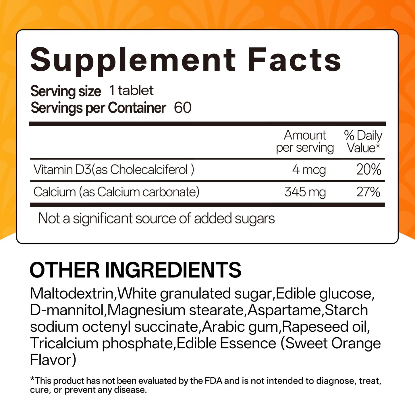 Oopeatol Calcium with Vitamin D3 Chewable 60 Count