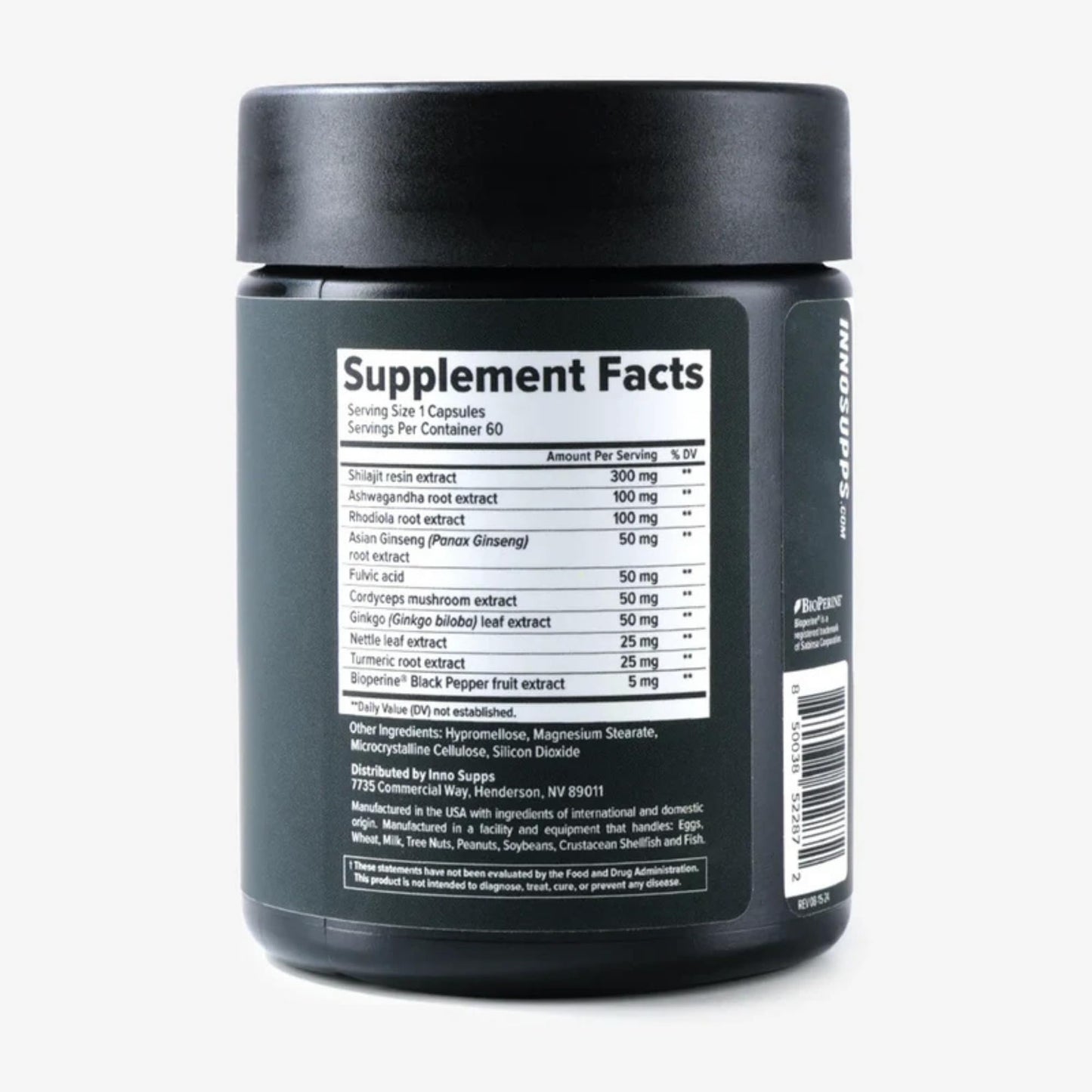 InnoSupps Shilajit Synergy, Ashwagandha, Ginseng & Rhodiola, 60 Capsules