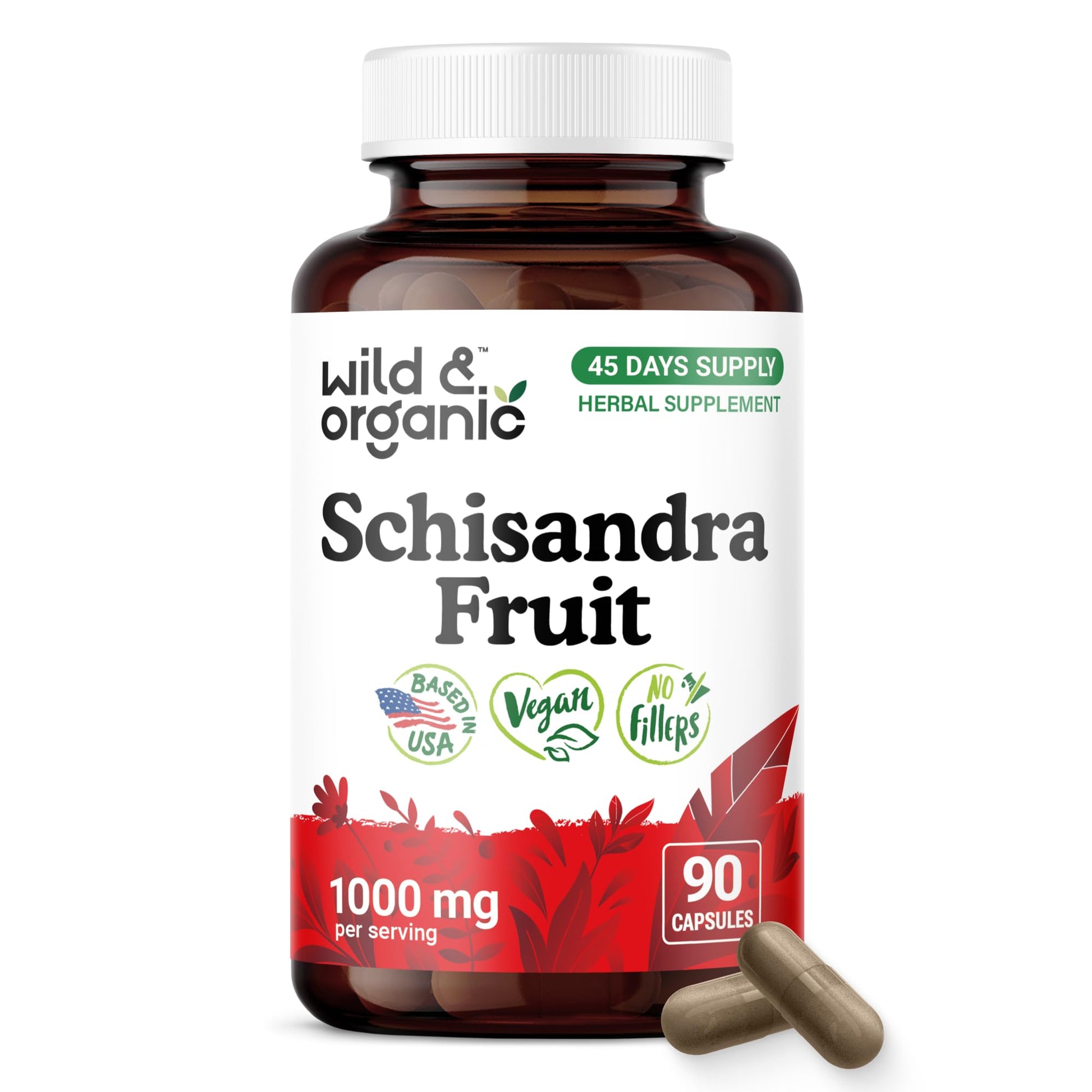 Wild & Organic Schisandra Capsule 1000 mg Mood Support 90 Count