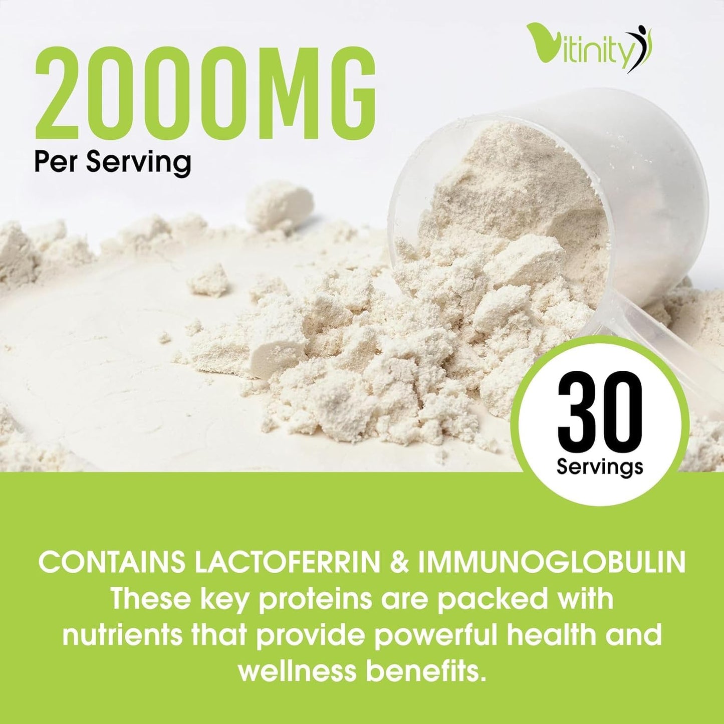 VITINITY Grass Fed Bovine Colostrum Powder, Unflavored, 3.18 oz