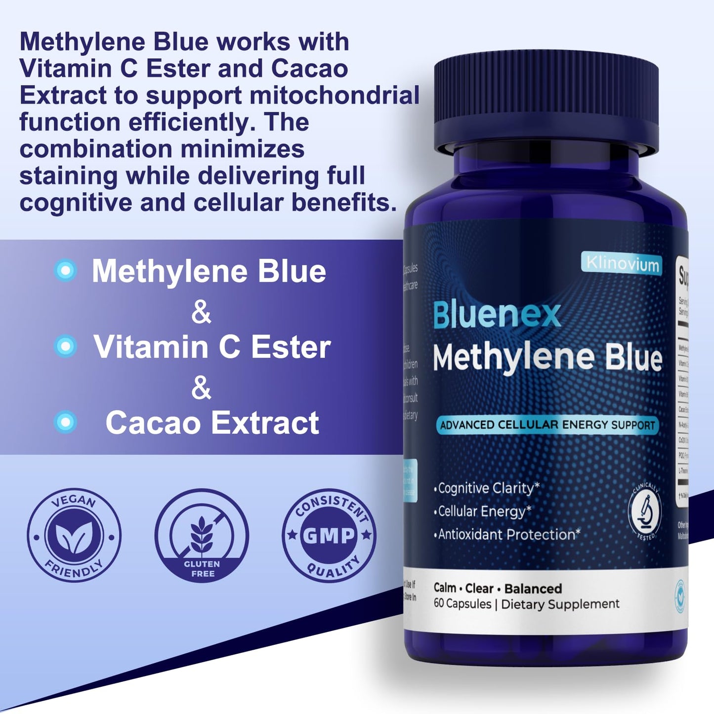 Klinovium Methylene Blue Capsules 10 mg, 60 Count