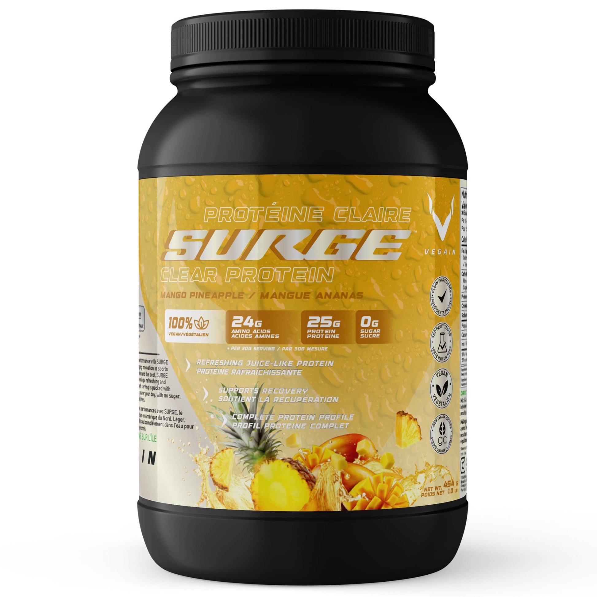 VEGAIN PRO-SURGE Clear Protein + Electrolytes Plant-Based Protein Isolate Powder Mango Pineapple Flavor - 16 Servings