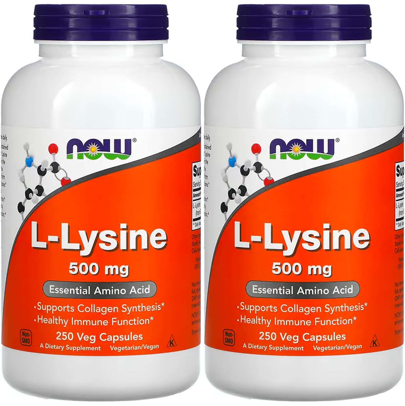 NOW Foods L-lysine 500 mg Capsules, 250 Capsules