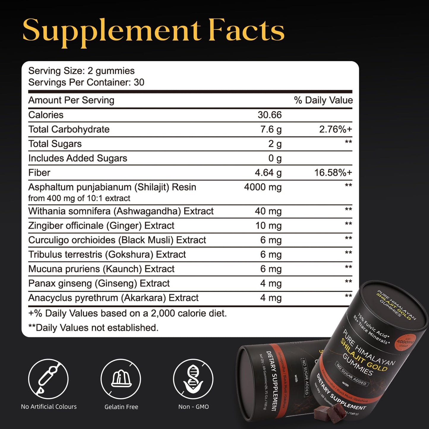 Bruce & Shark Himalayan Shilajit Gold Gummies - 4000mg, 60 Gummies