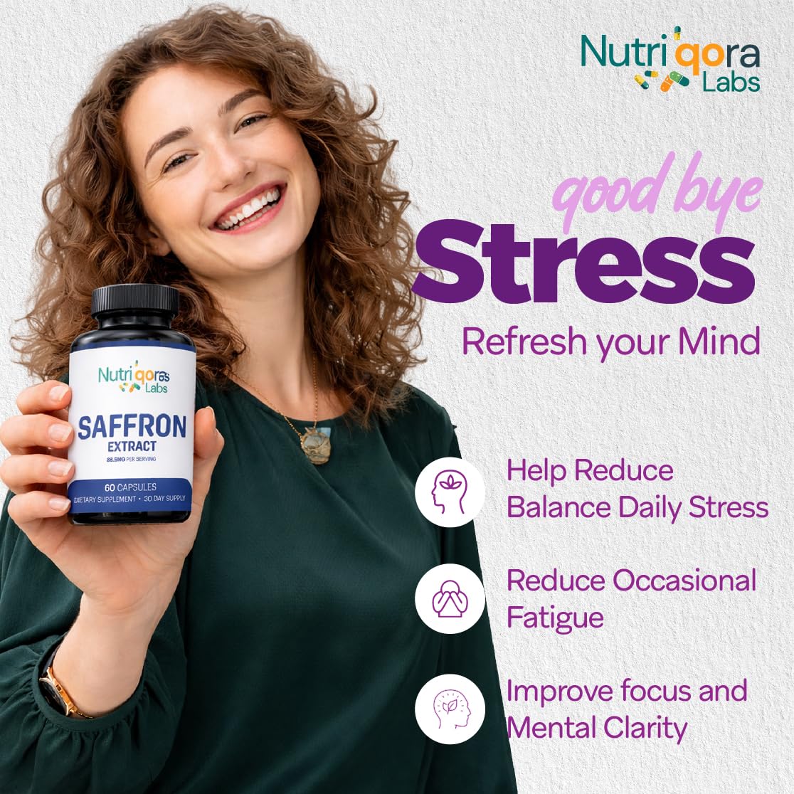 NUTRIQORA LABS Saffron Supplements Capsules 60 Count