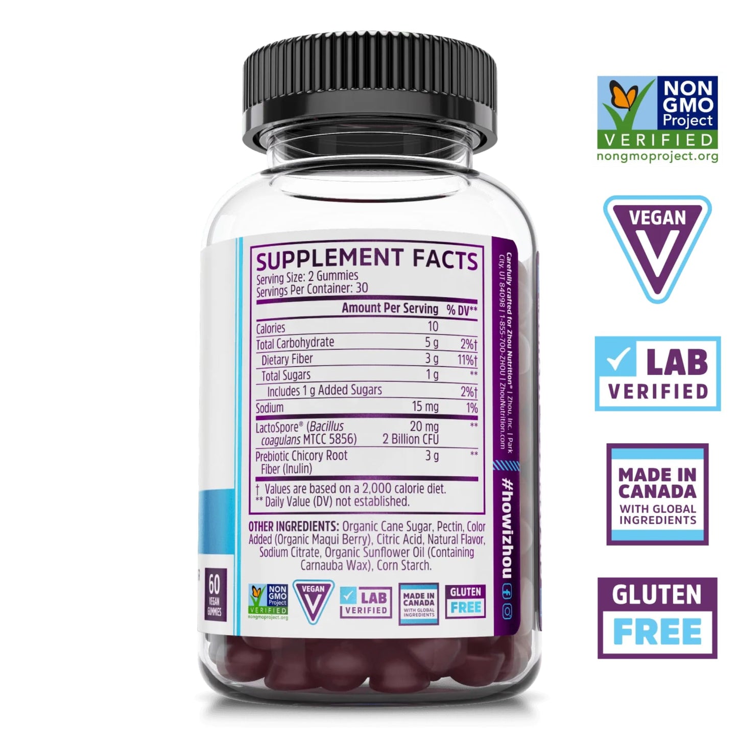 ZHOU Gut Guru Gut Health Gummies, 60 Count