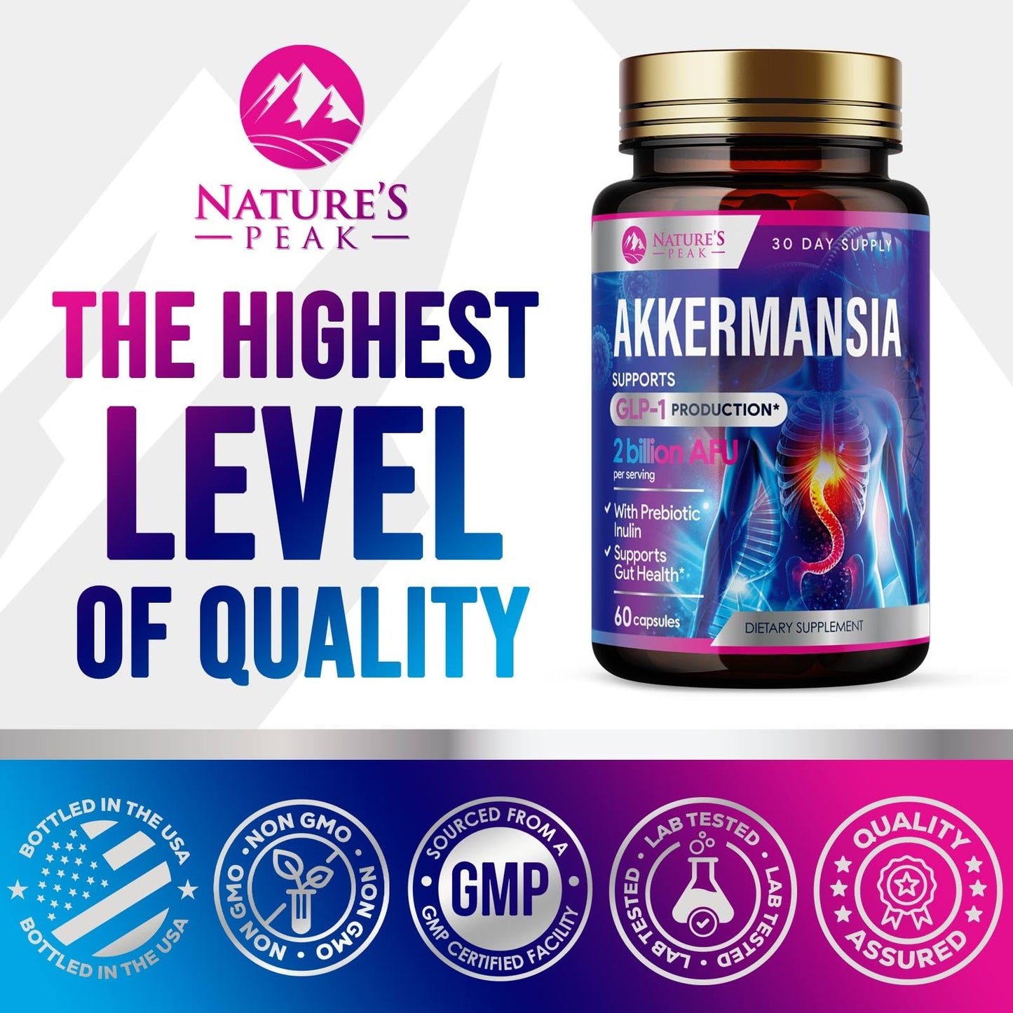 Nature's Peak Akkermansia Probiotic Capsule 60 Count