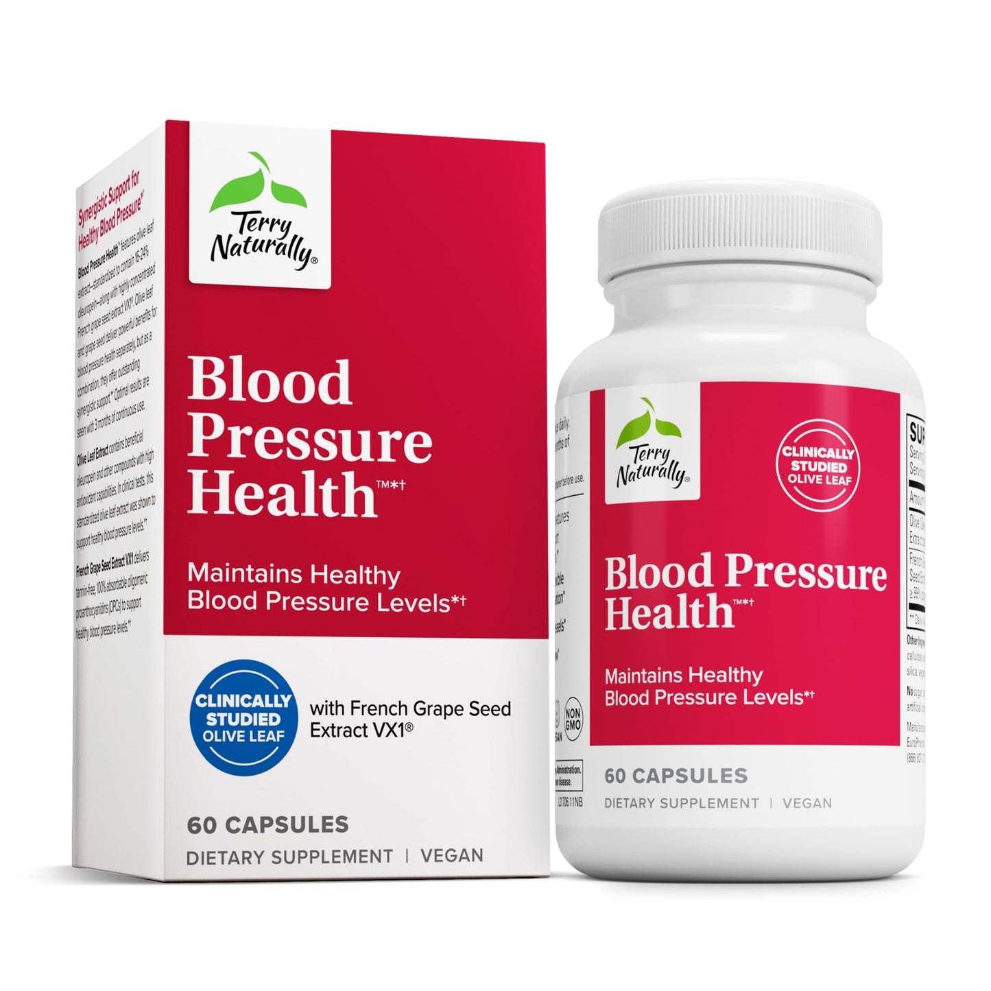 Terry Naturally Blood Pressure Health - Healthy Blood Flow & Circulation Support Supplement - Heart Health Supplement with Antioxidants - Cardiovascular Support 60 Capsules