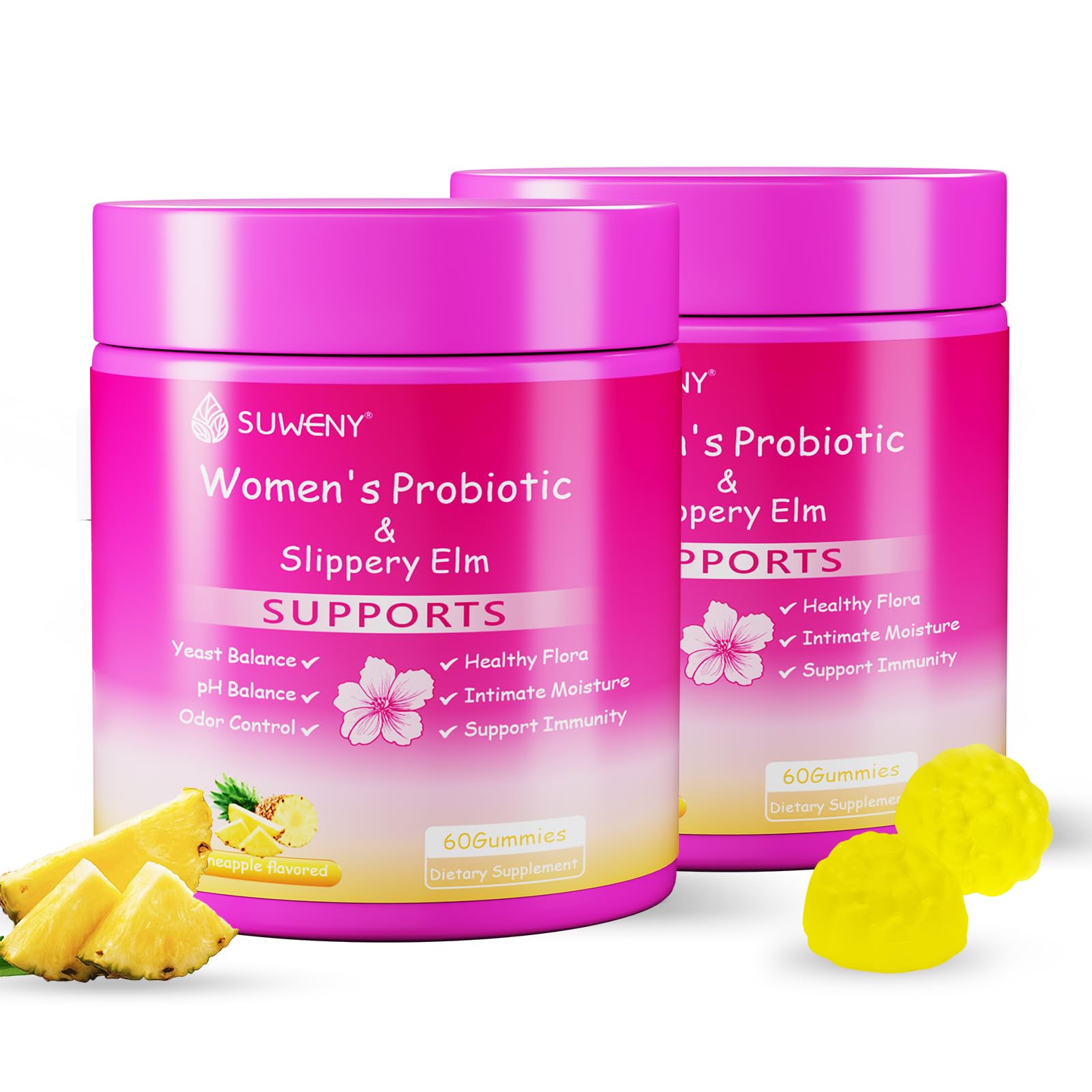 SUWENY Her Juicy Feminine Probiotics Gummies, 60 Gummies