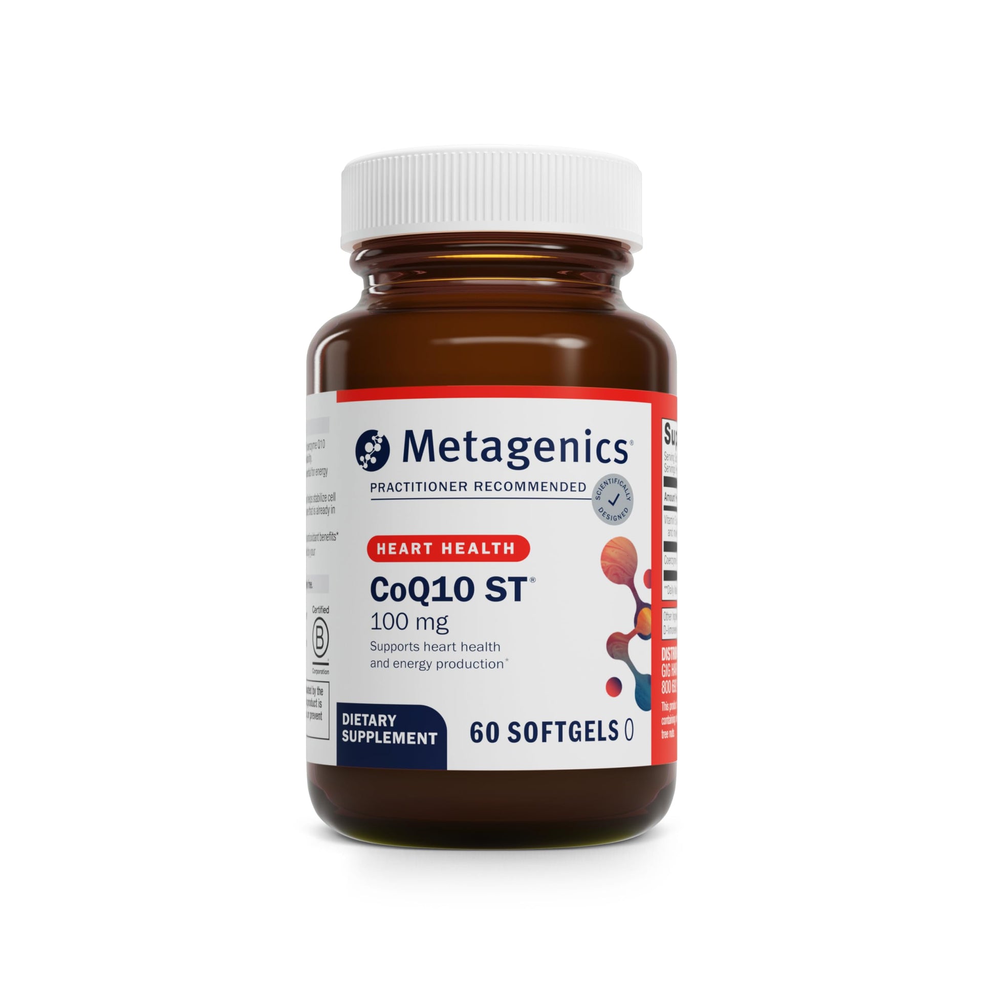 Metagenics CoQ10 ST-100-100 mg Ubiquinone with Vitamin E for Heart, Energy & Antioxidant Support Softgels 60